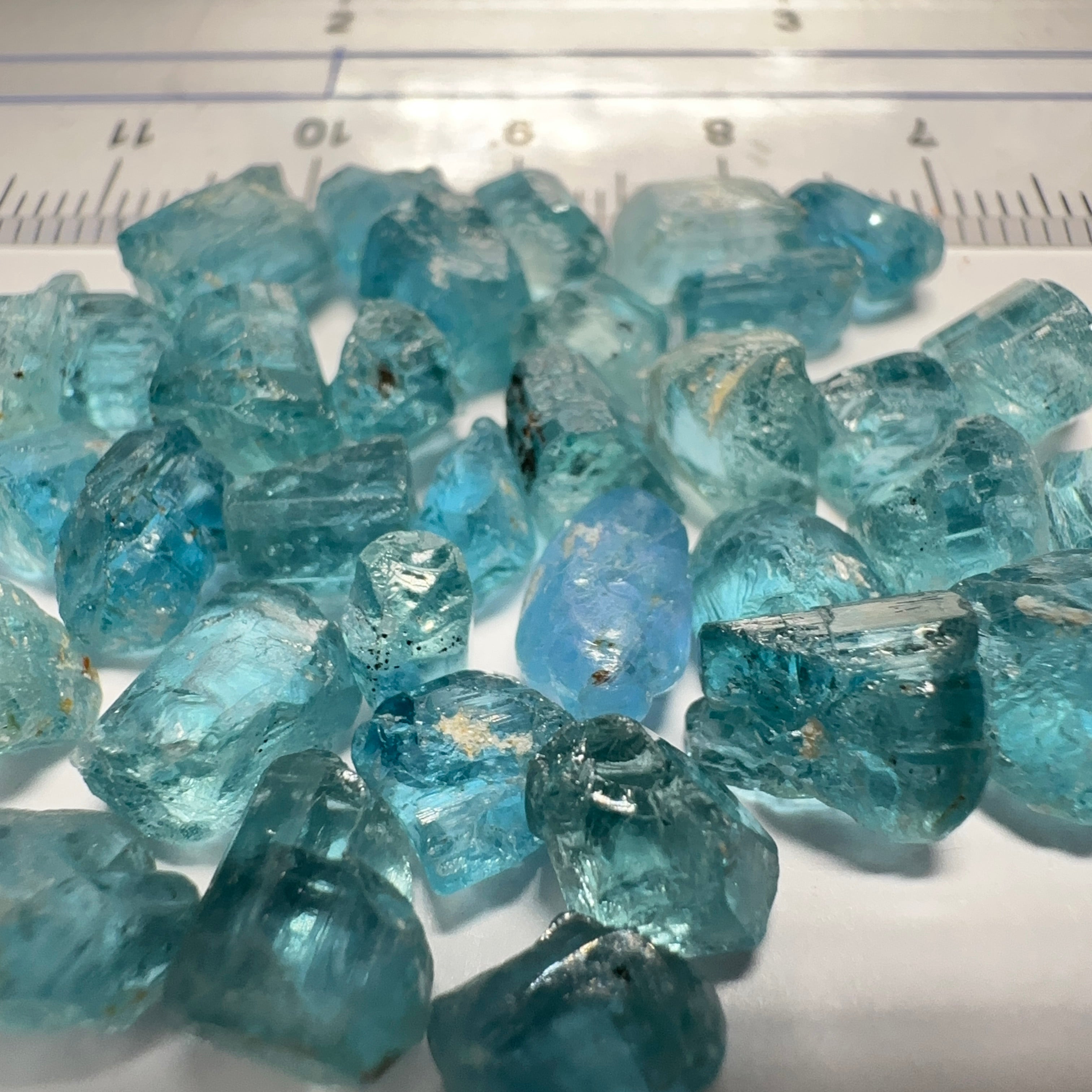 Blue Apatite Crystal Lot, 61.74ct, Merelani, Tanzania, Untreated Unheated, seems to be Turquoise in daylight and blue in indoor light