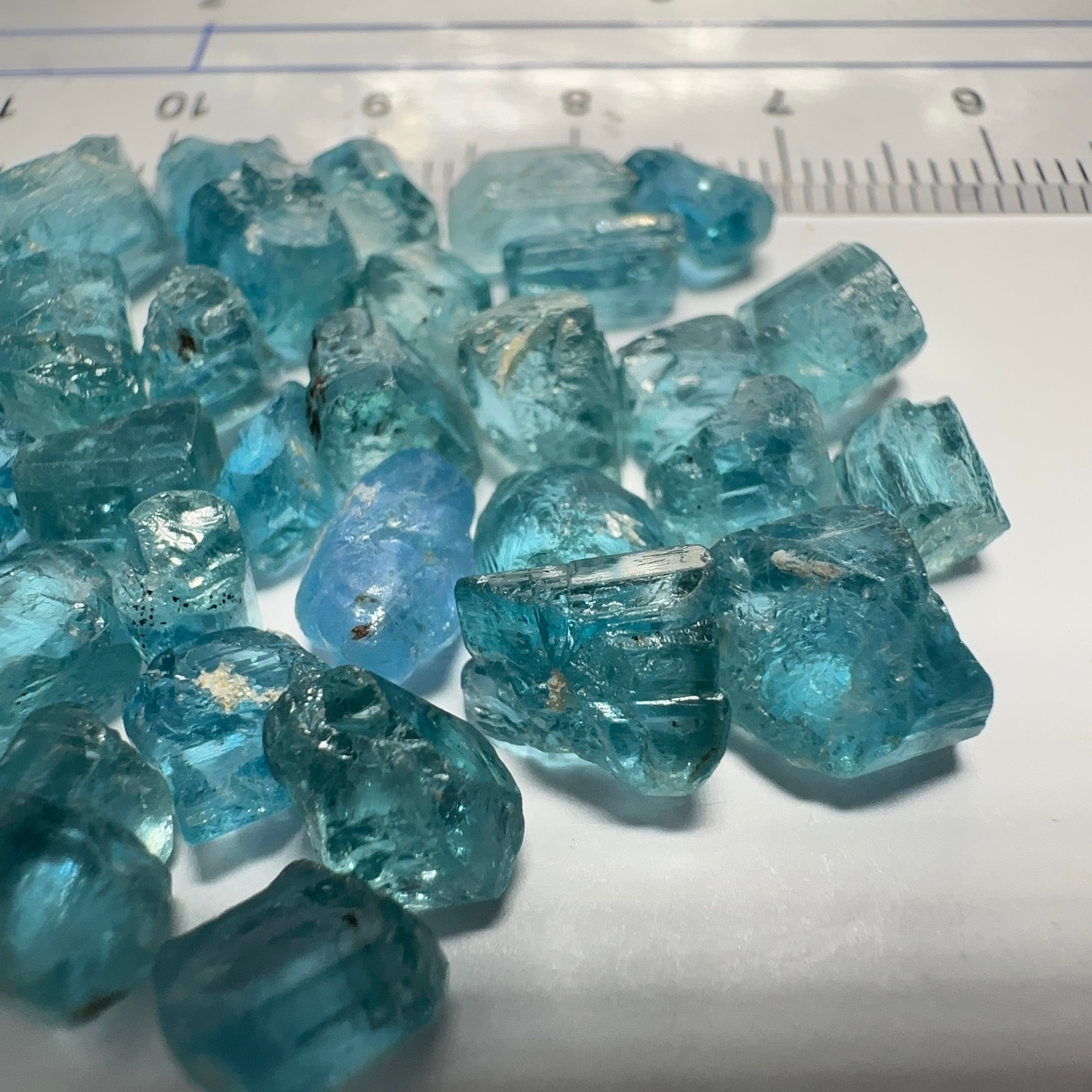 Blue Apatite Crystal Lot, 61.74ct, Merelani, Tanzania, Untreated Unheated, seems to be Turquoise in daylight and blue in indoor light