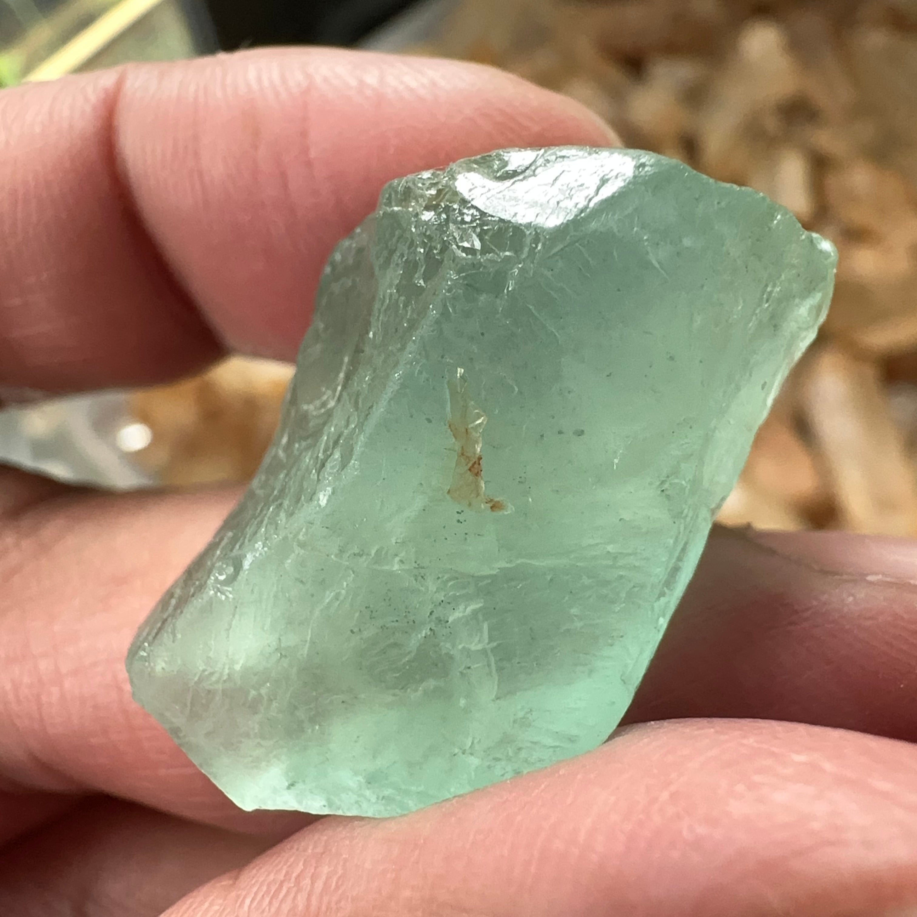 Aquamarine, 13.10gm, Tanzania, Untreated, Unheated, silky, nice for faceting with silk or cabbing