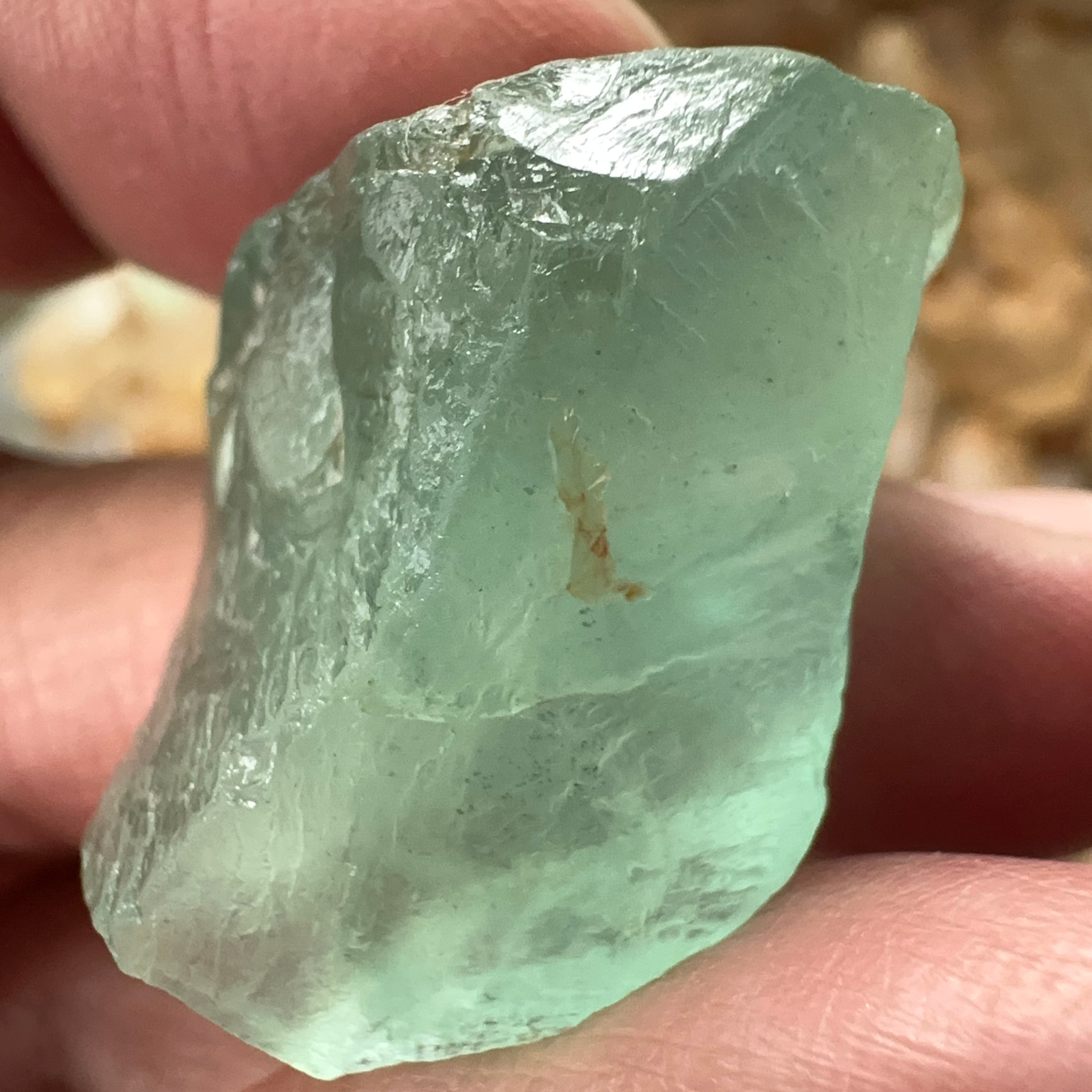 Aquamarine, 13.10gm, Tanzania, Untreated, Unheated, silky, nice for faceting with silk or cabbing