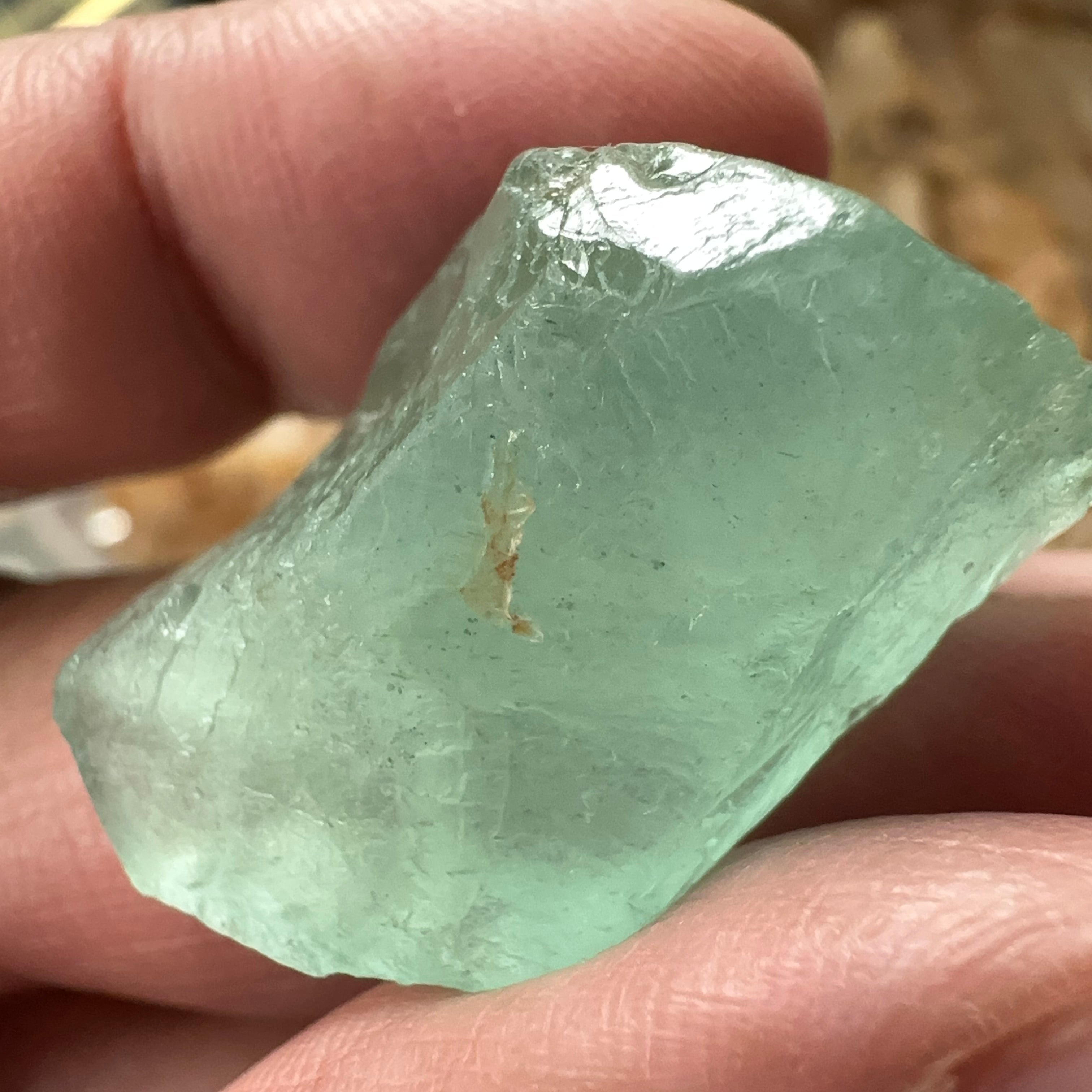 Aquamarine, 13.10gm, Tanzania, Untreated, Unheated, silky, nice for faceting with silk or cabbing