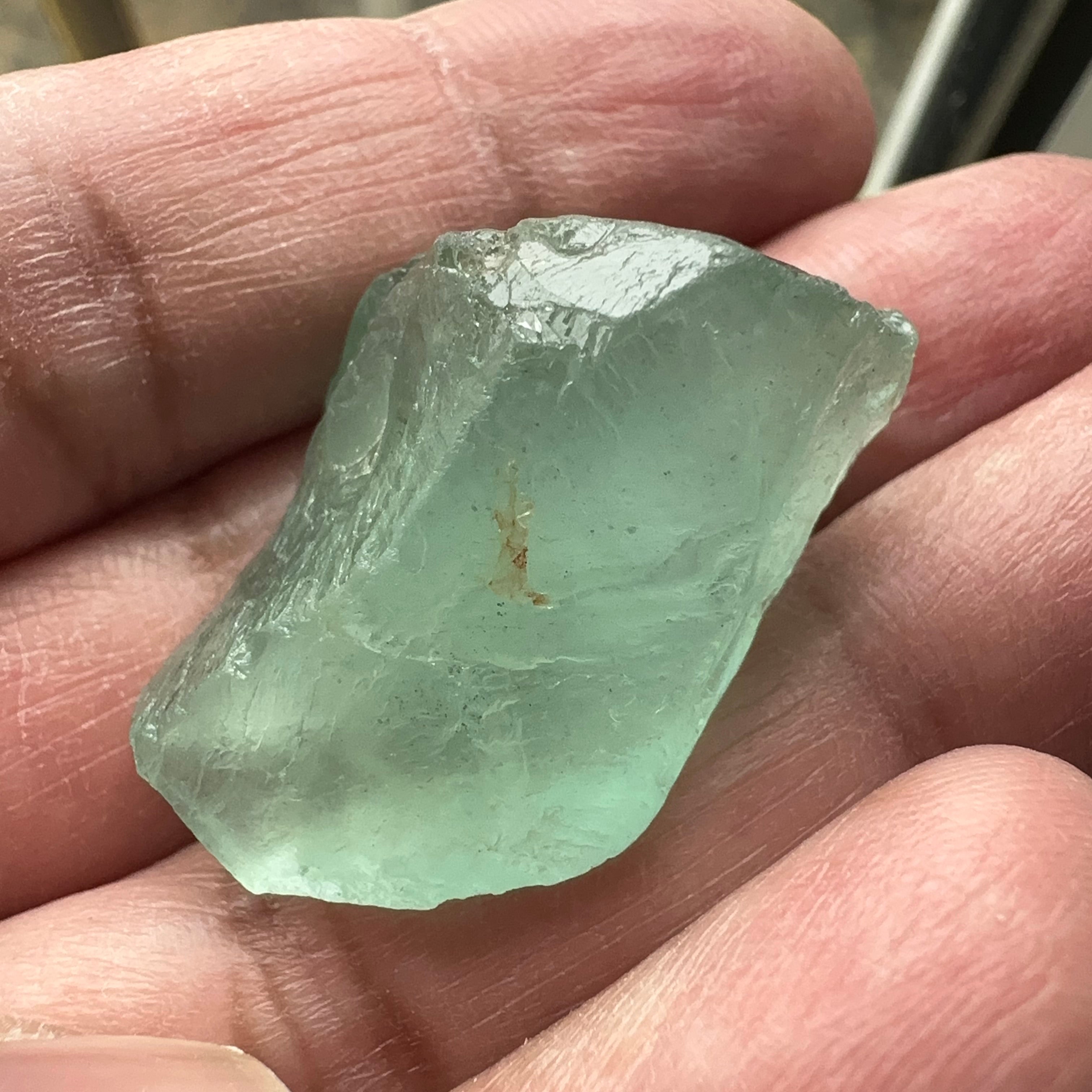 Aquamarine, 13.10gm, Tanzania, Untreated, Unheated, silky, nice for faceting with silk or cabbing