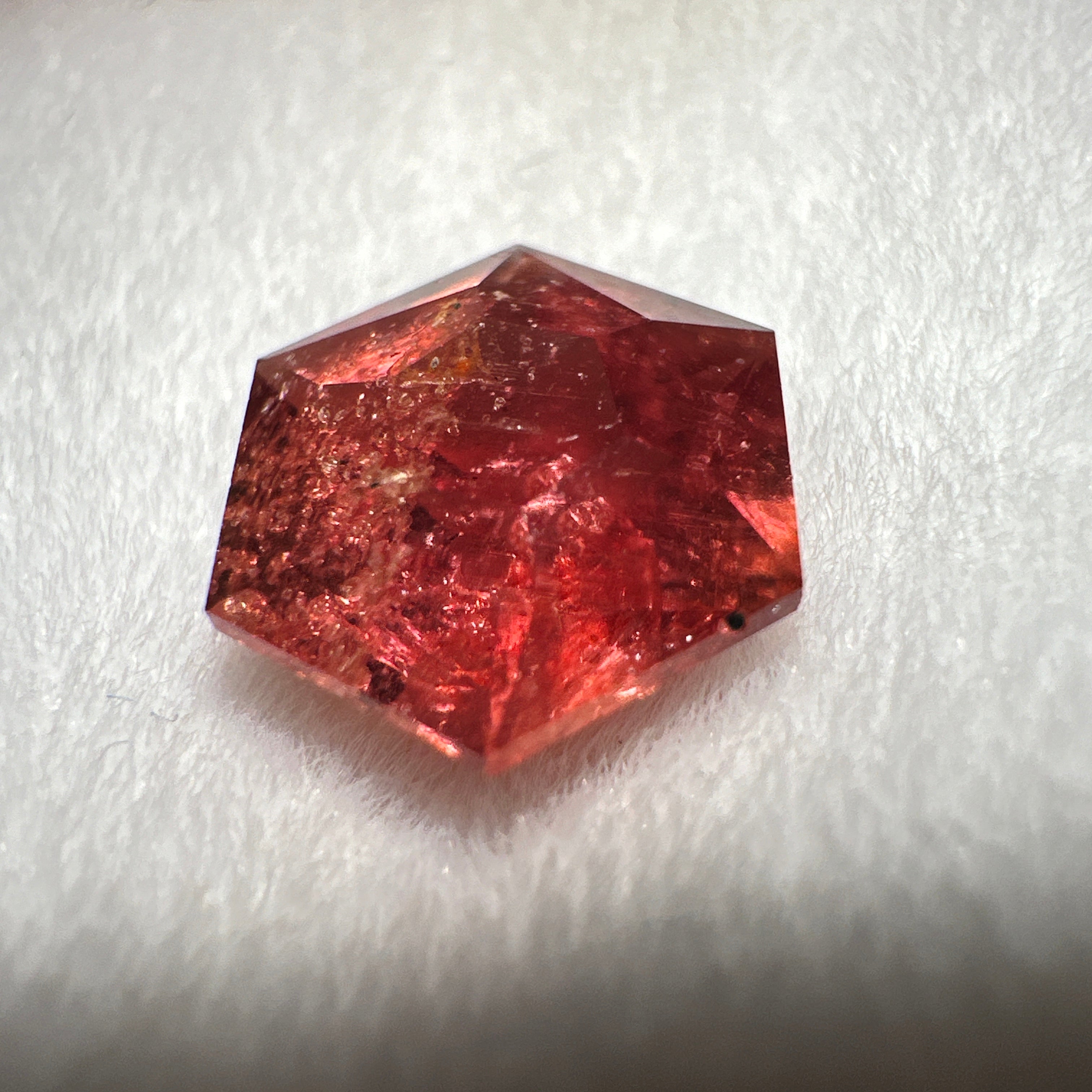 Padparadscha Sapphire, 1.93ct,  Included, Tanzania, Umba Valley, Untreated Unheated. 6.2 x 6.2 x 4 mm