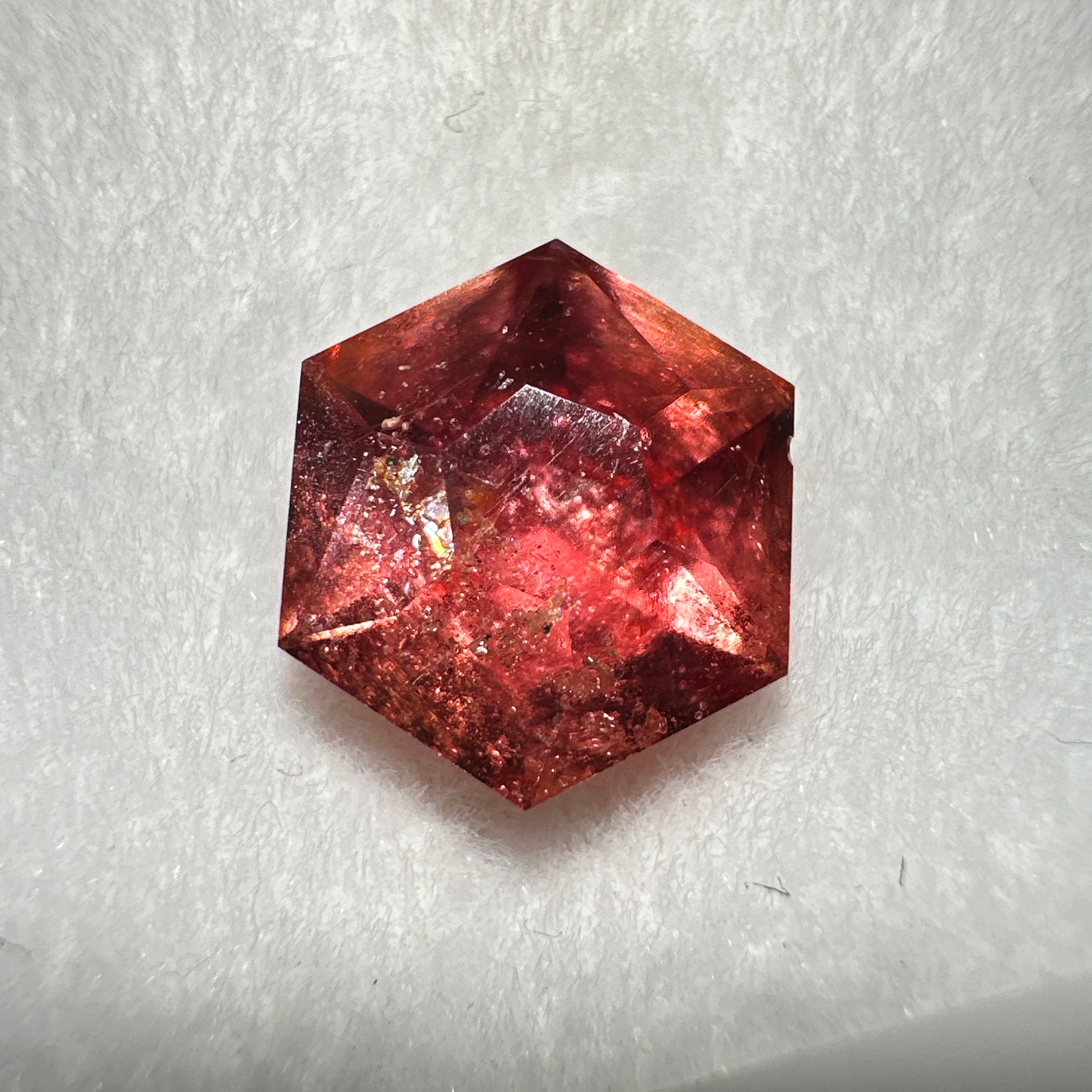 Padparadscha Sapphire, 1.93ct,  Included, Tanzania, Umba Valley, Untreated Unheated. 6.2 x 6.2 x 4 mm