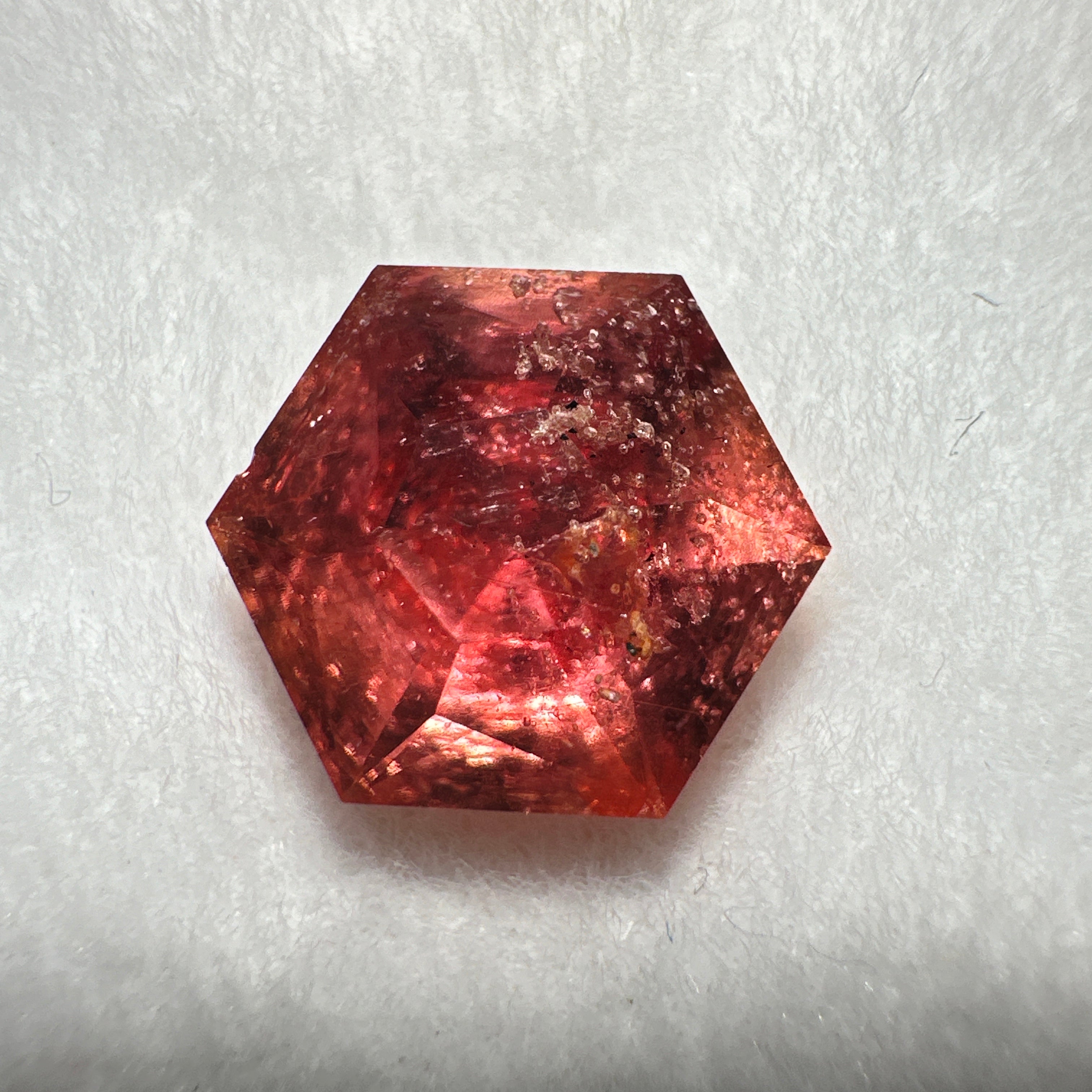 Padparadscha Sapphire, 1.93ct,  Included, Tanzania, Umba Valley, Untreated Unheated. 6.2 x 6.2 x 4 mm