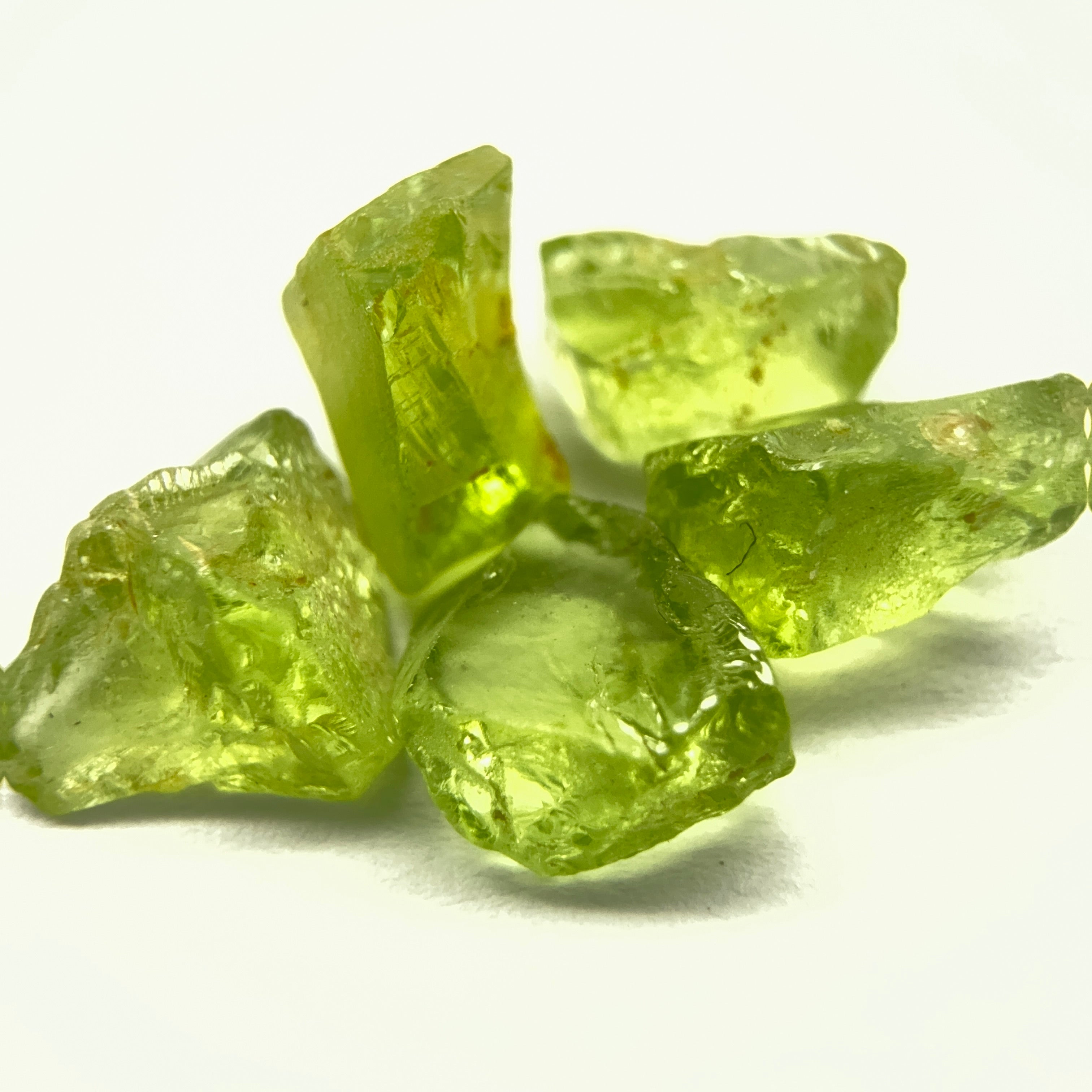 GoGo Peridot Lot, 8.62ct, Mined by the Wa GoGo tribe in Tanzania, Untreated Unheated, Bright Apple Green, 1.54ct-1.93ct, 5pcs, vs-si