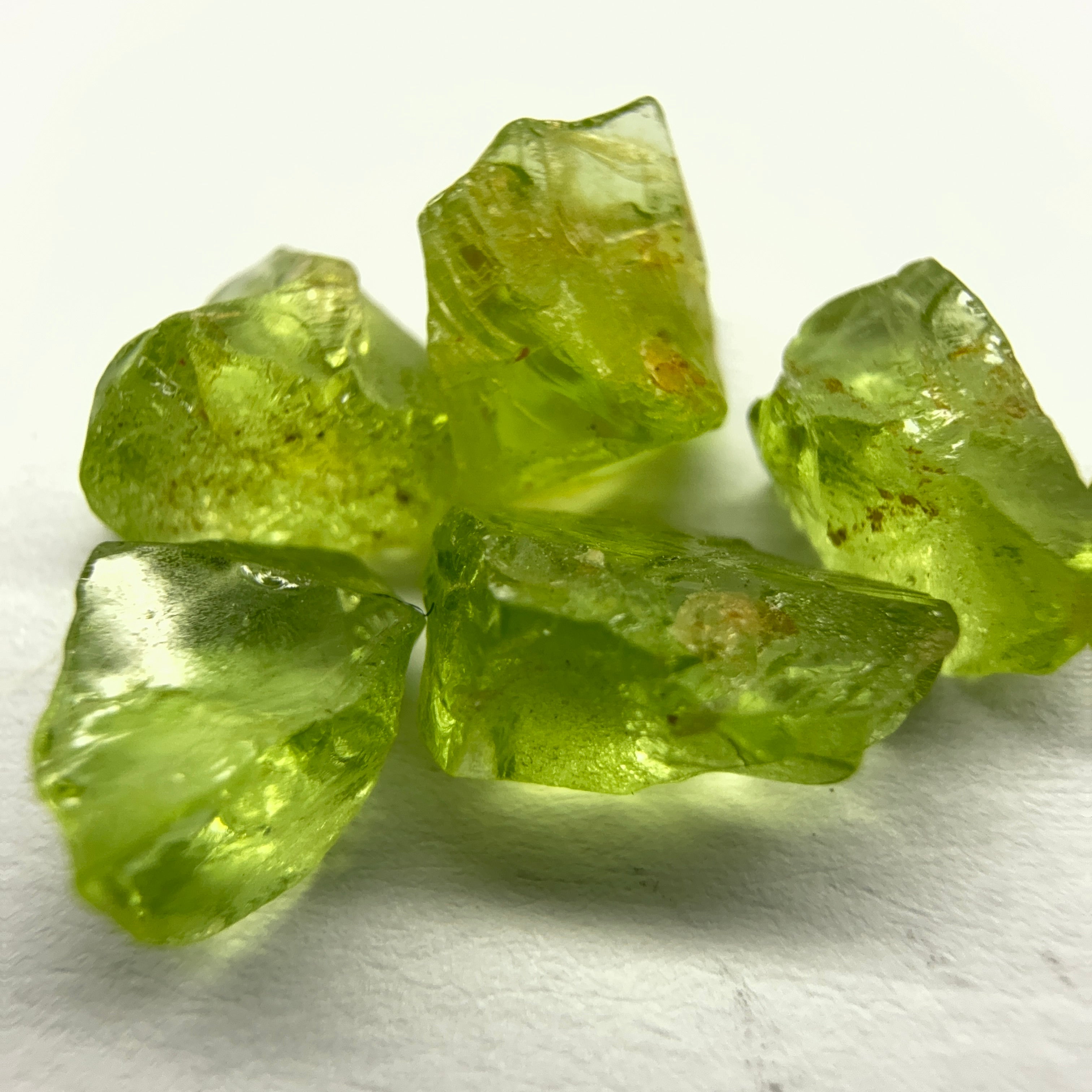 GoGo Peridot Lot, 8.62ct, Mined by the Wa GoGo tribe in Tanzania, Untreated Unheated, Bright Apple Green, 1.54ct-1.93ct, 5pcs, vs-si