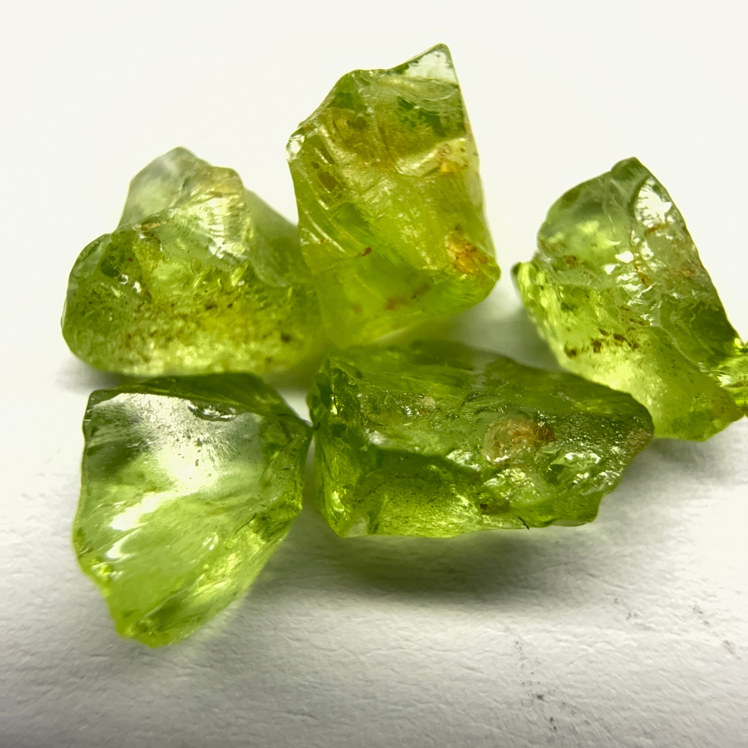 GoGo Peridot Lot, 8.62ct, Mined by the Wa GoGo tribe in Tanzania, Untreated Unheated, Bright Apple Green, 1.54ct-1.93ct, 5pcs, vs-si