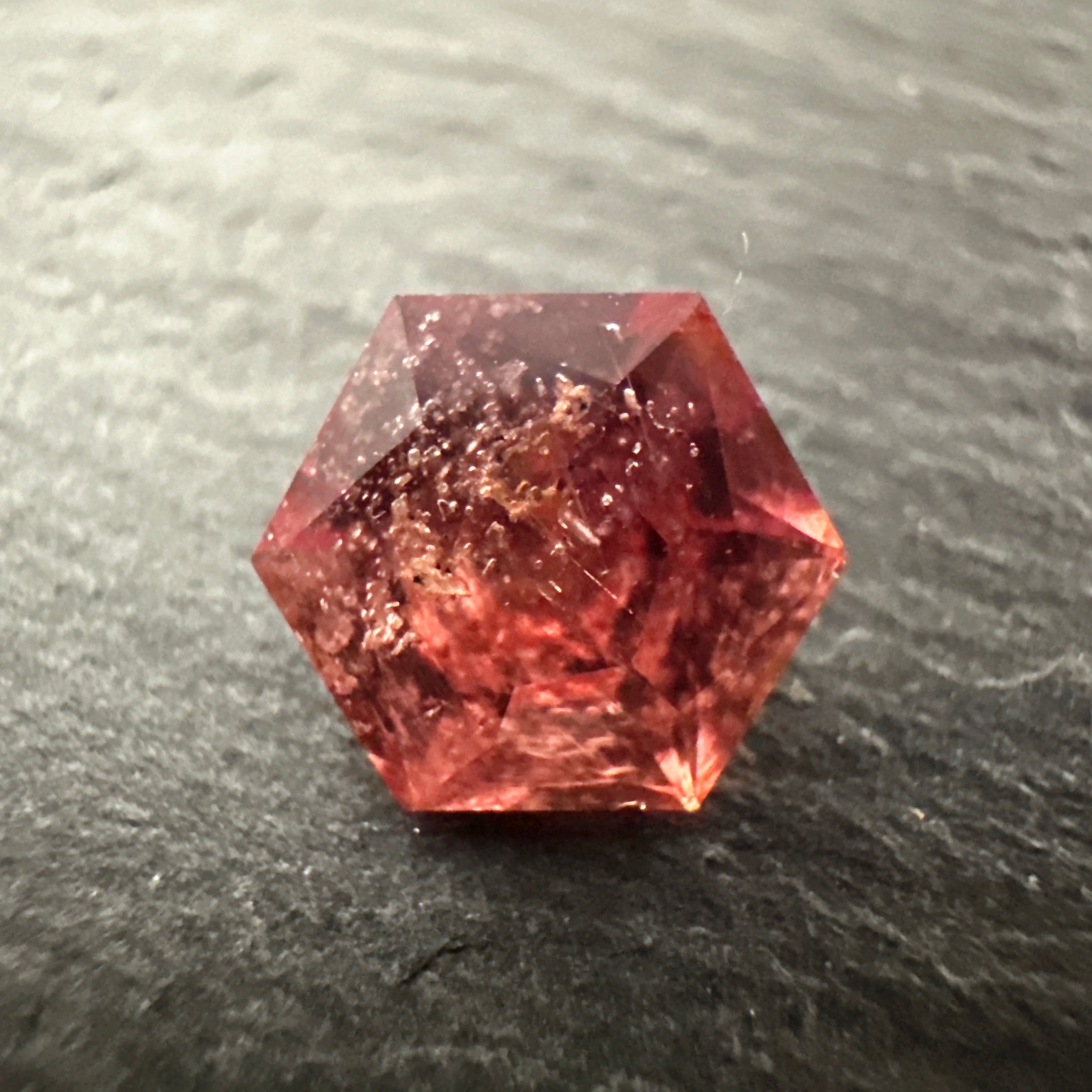 Padparadscha Sapphire, 1.93ct,  Included, Tanzania, Umba Valley, Untreated Unheated. 6.2 x 6.2 x 4 mm