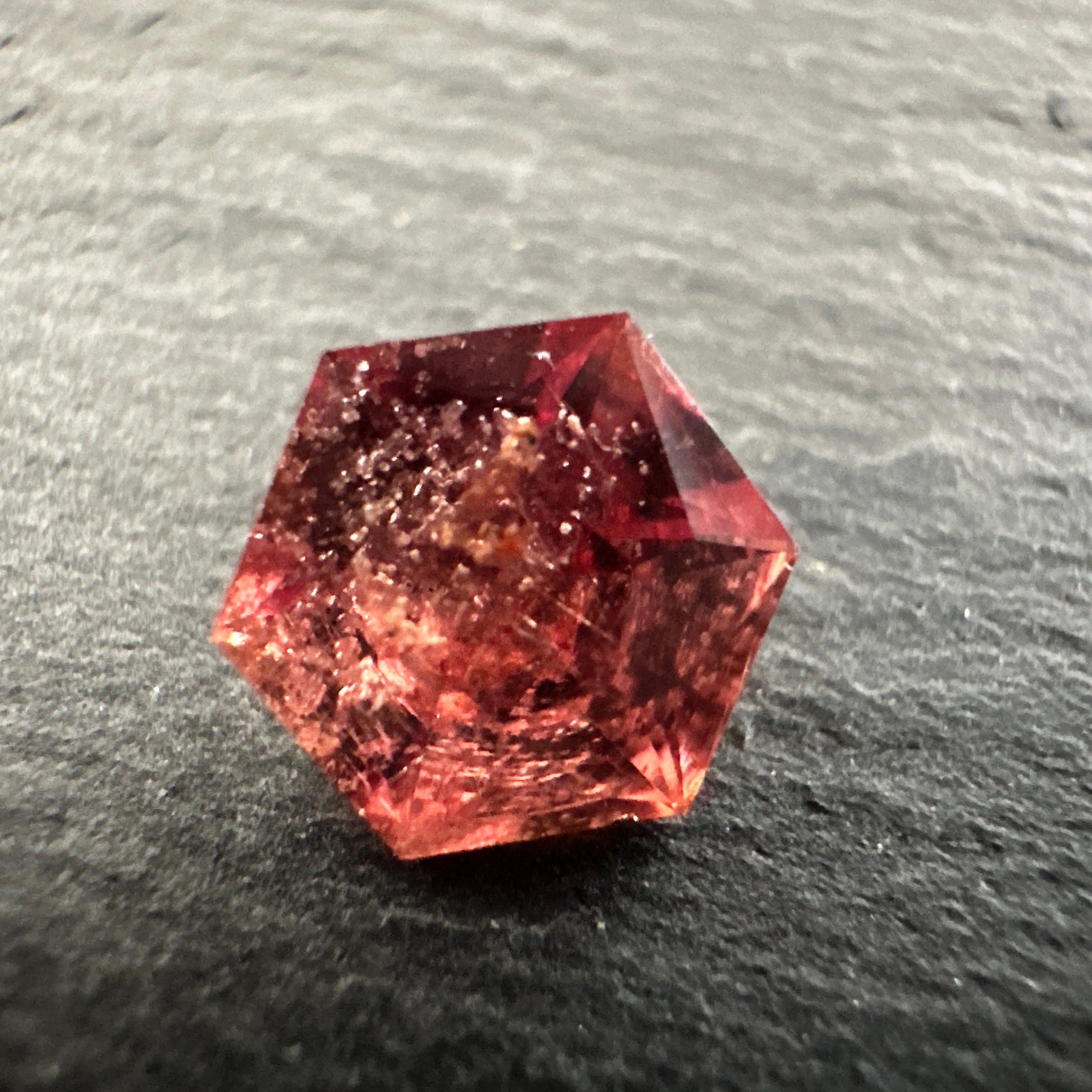 Padparadscha Sapphire, 1.93ct,  Included, Tanzania, Umba Valley, Untreated Unheated. 6.2 x 6.2 x 4 mm