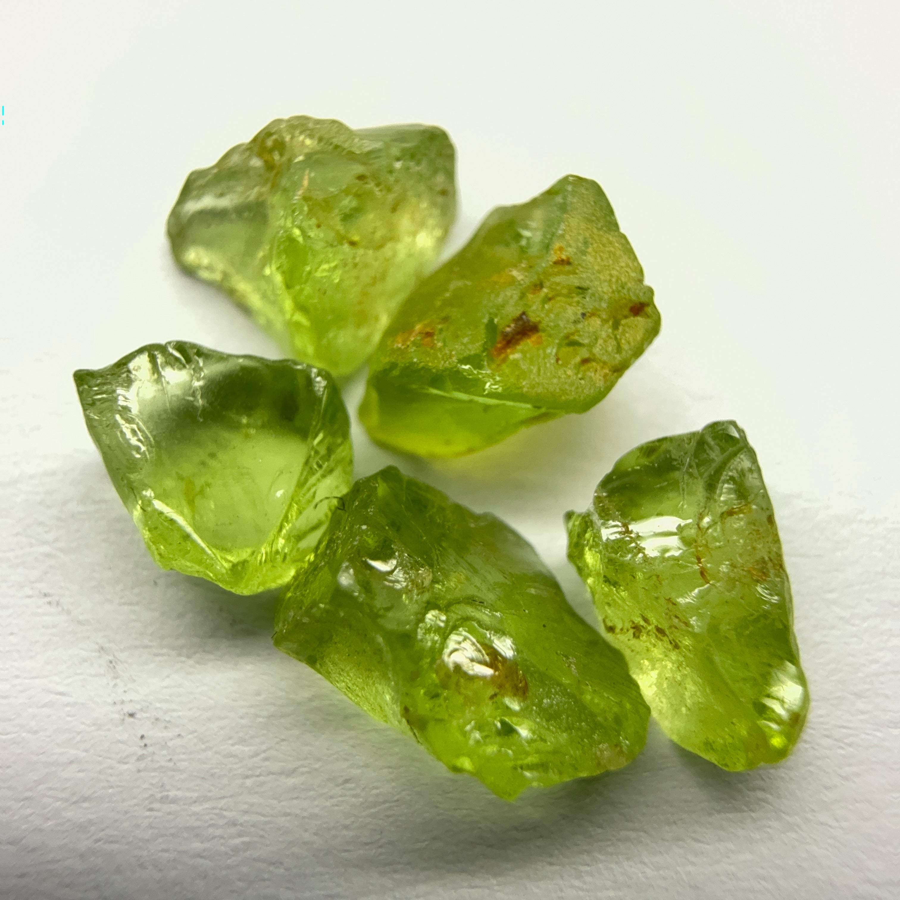 GoGo Peridot Lot, 8.62ct, Mined by the Wa GoGo tribe in Tanzania, Untreated Unheated, Bright Apple Green, 1.54ct-1.93ct, 5pcs, vs-si