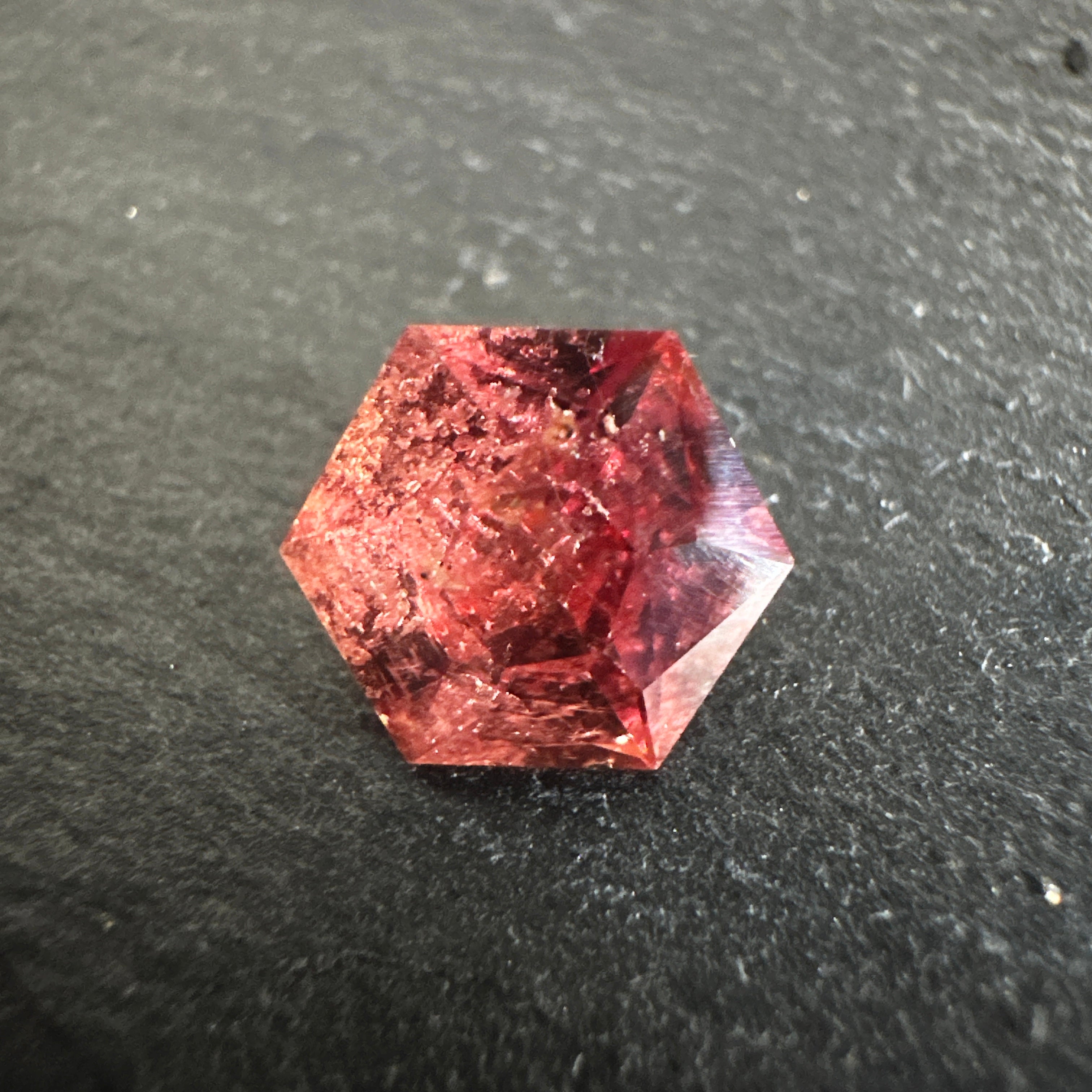 Padparadscha Sapphire, 1.93ct,  Included, Tanzania, Umba Valley, Untreated Unheated. 6.2 x 6.2 x 4 mm