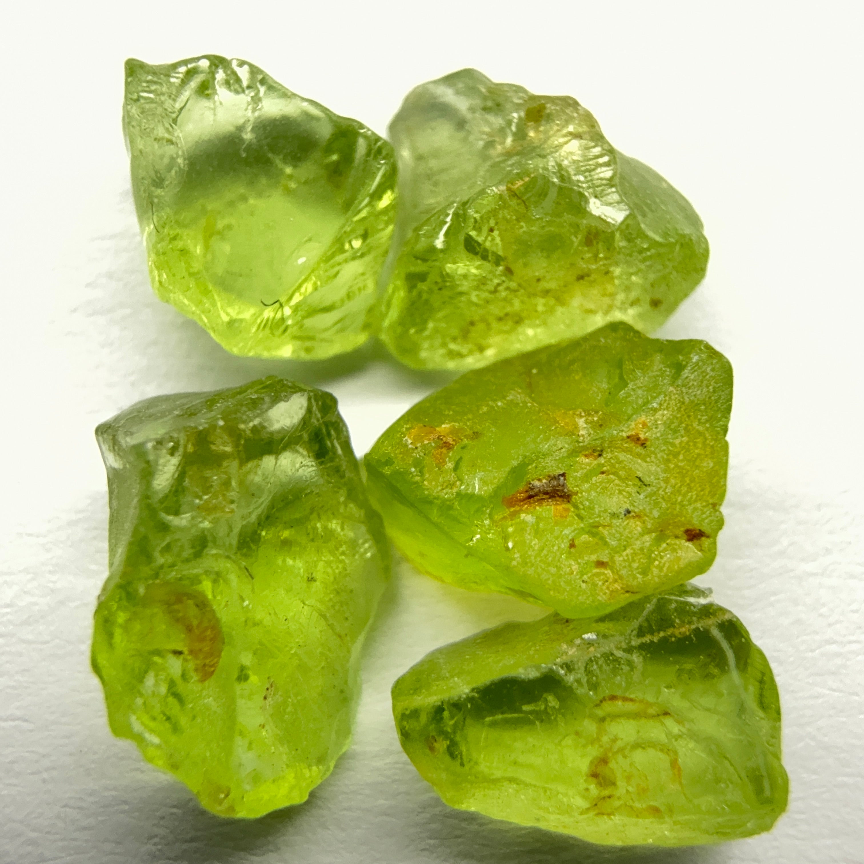 GoGo Peridot Lot, 8.62ct, Mined by the Wa GoGo tribe in Tanzania, Untreated Unheated, Bright Apple Green, 1.54ct-1.93ct, 5pcs, vs-si