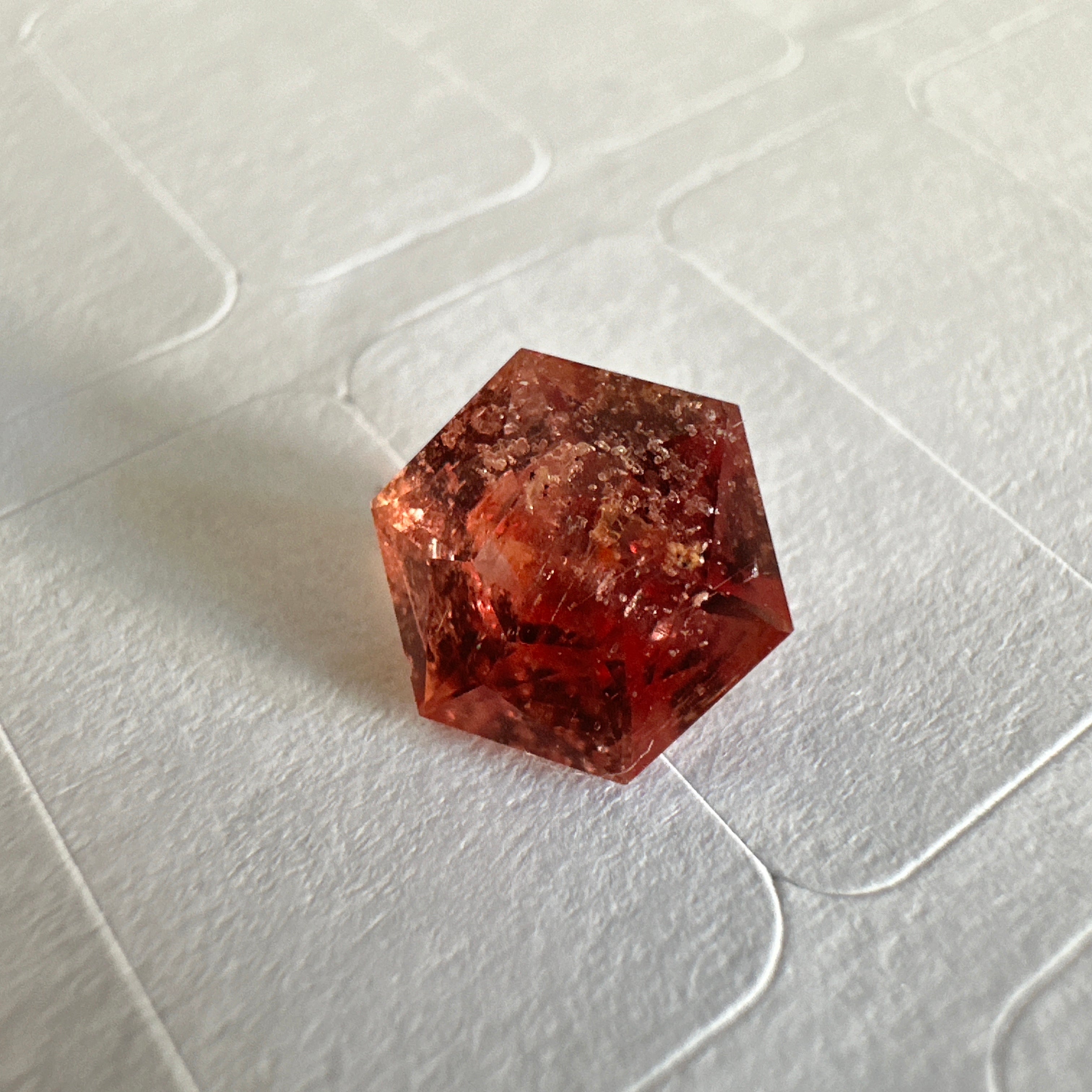 Padparadscha Sapphire, 1.93ct,  Included, Tanzania, Umba Valley, Untreated Unheated. 6.2 x 6.2 x 4 mm