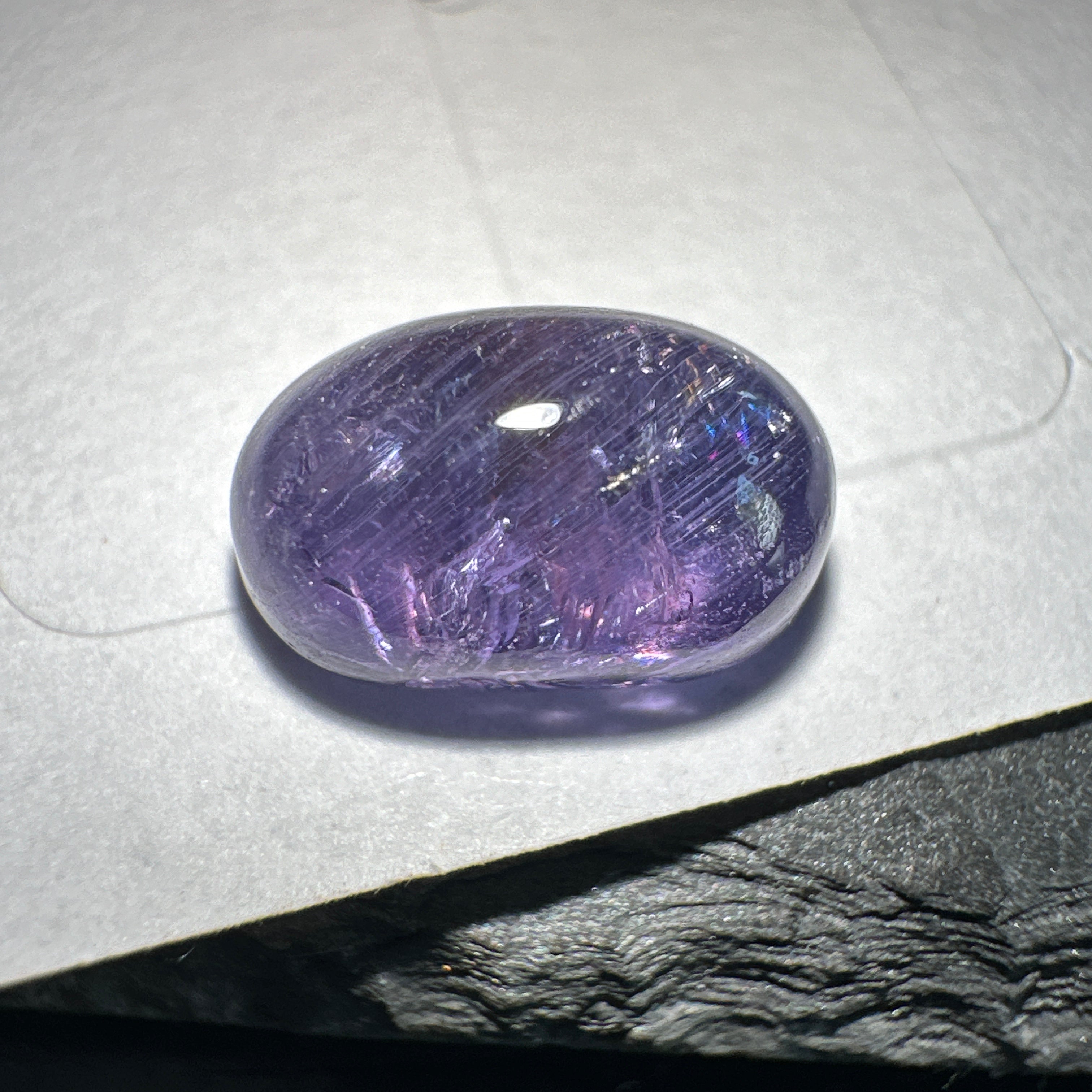 Colour Change Sapphire Cabochon, 3.46ct, Umba Valley, Tanzania. Untreated Unheated.