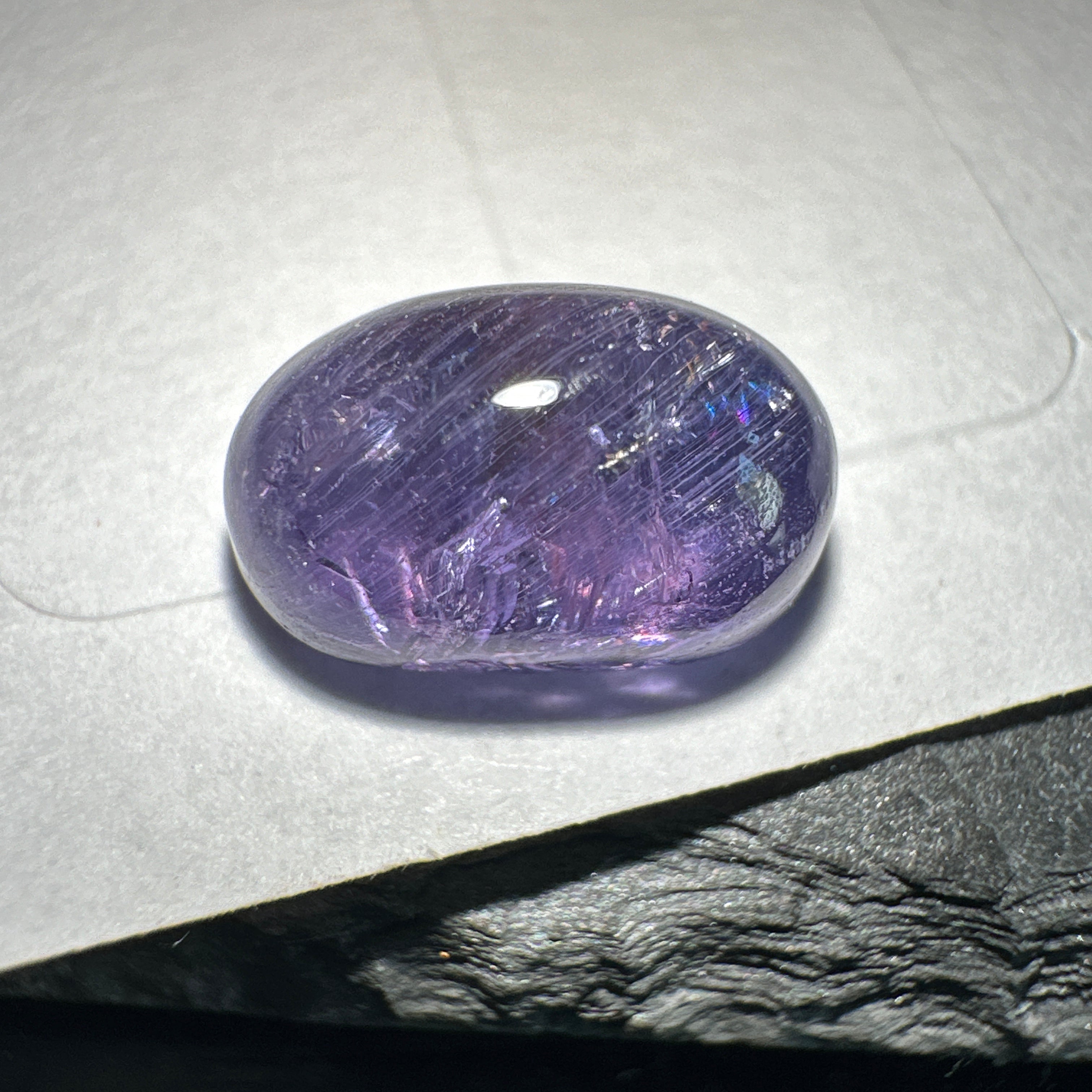 Colour Change Sapphire Cabochon, 3.46ct, Umba Valley, Tanzania. Untreated Unheated.