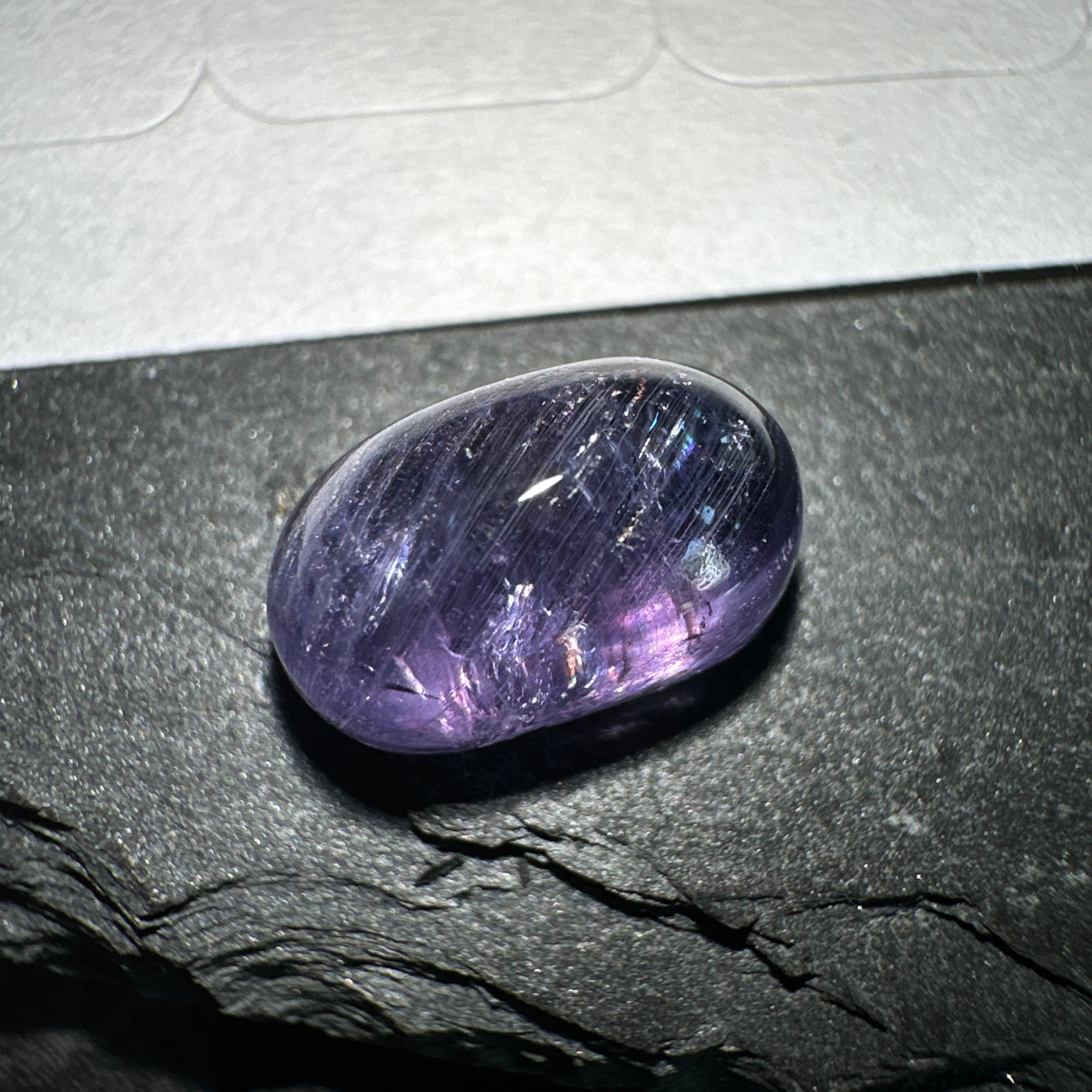 Colour Change Sapphire Cabochon, 3.46ct, Umba Valley, Tanzania. Untreated Unheated.