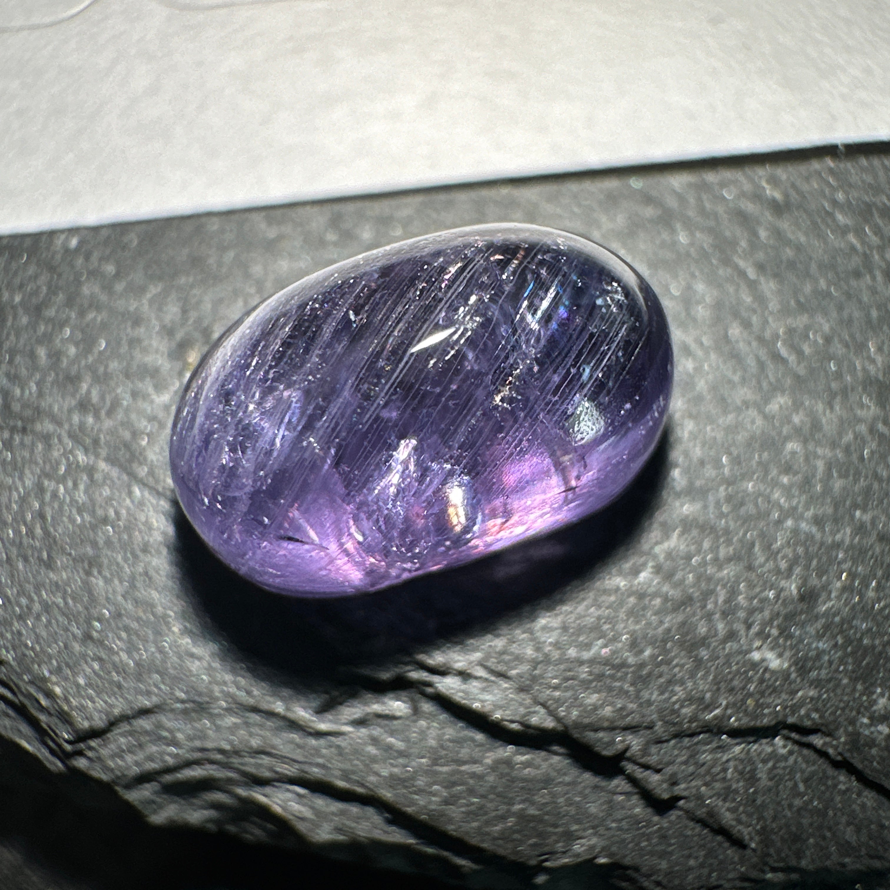 Colour Change Sapphire Cabochon, 3.46ct, Umba Valley, Tanzania. Untreated Unheated.