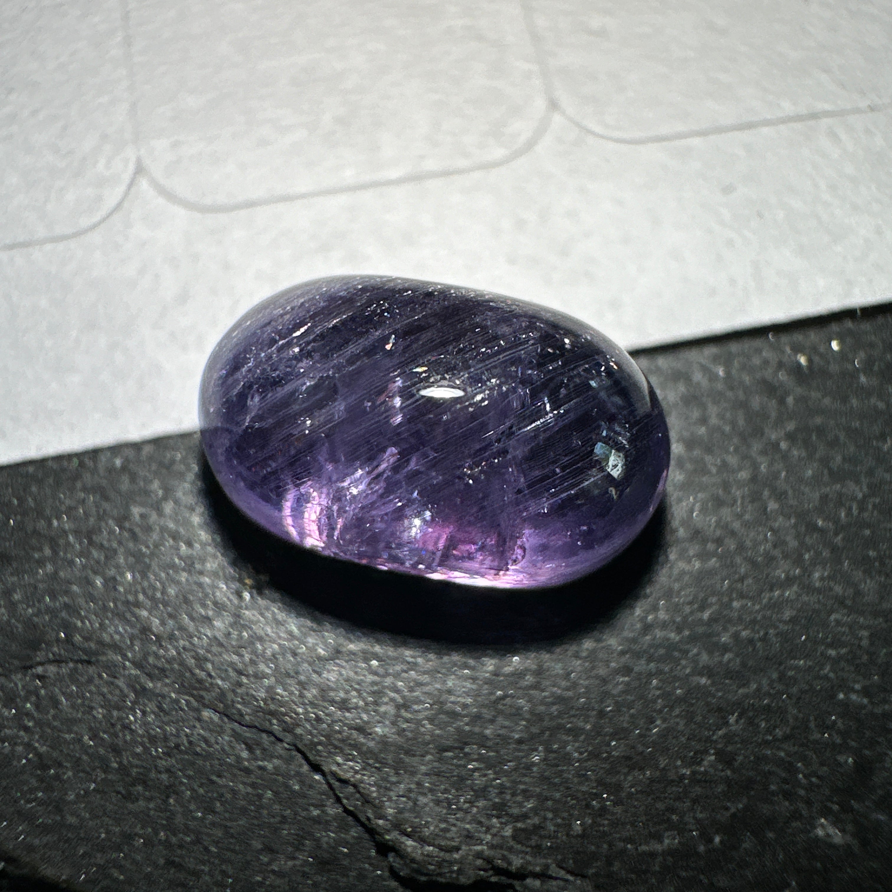 Colour Change Sapphire Cabochon, 3.46ct, Umba Valley, Tanzania. Untreated Unheated.