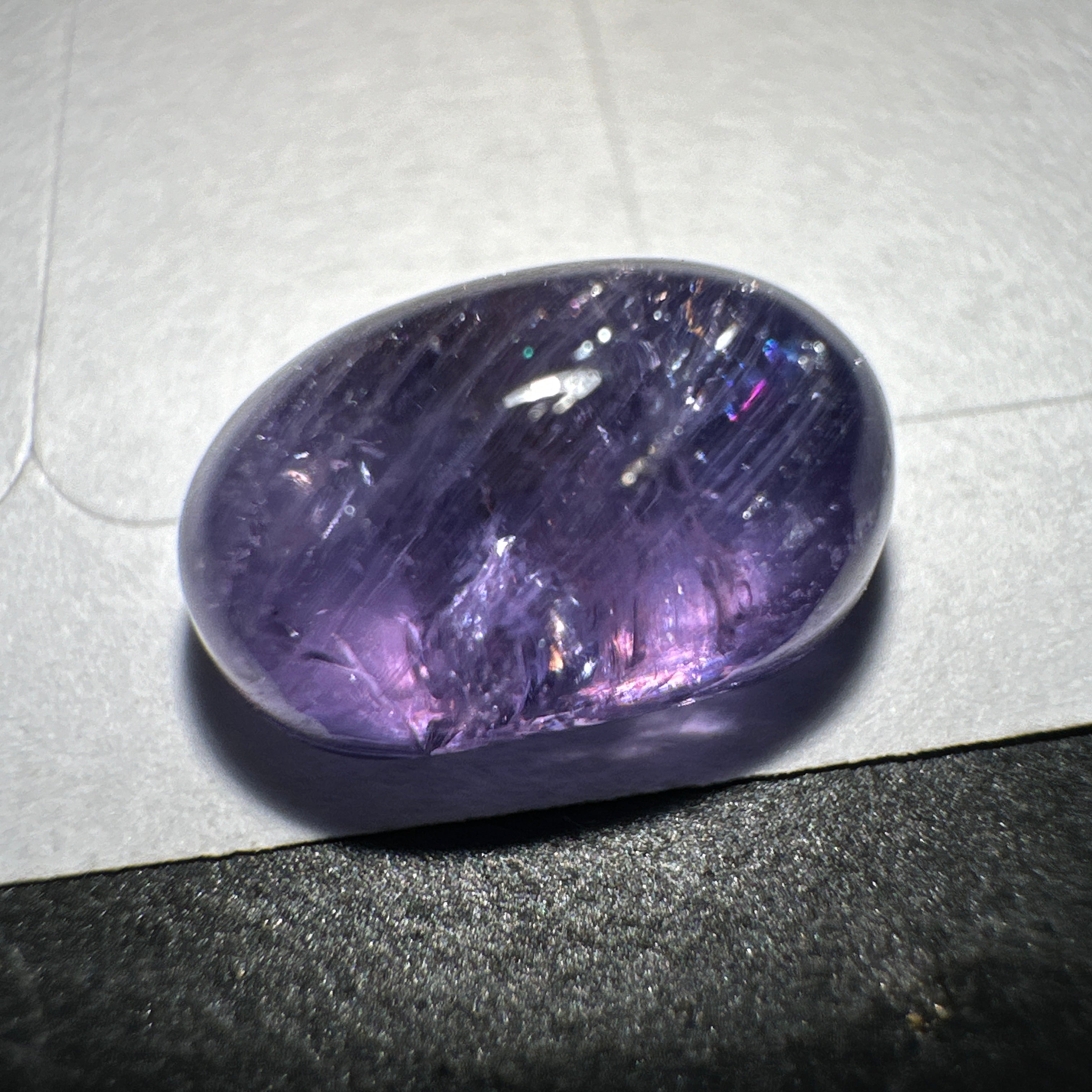 Colour Change Sapphire Cabochon, 3.46ct, Umba Valley, Tanzania. Untreated Unheated.