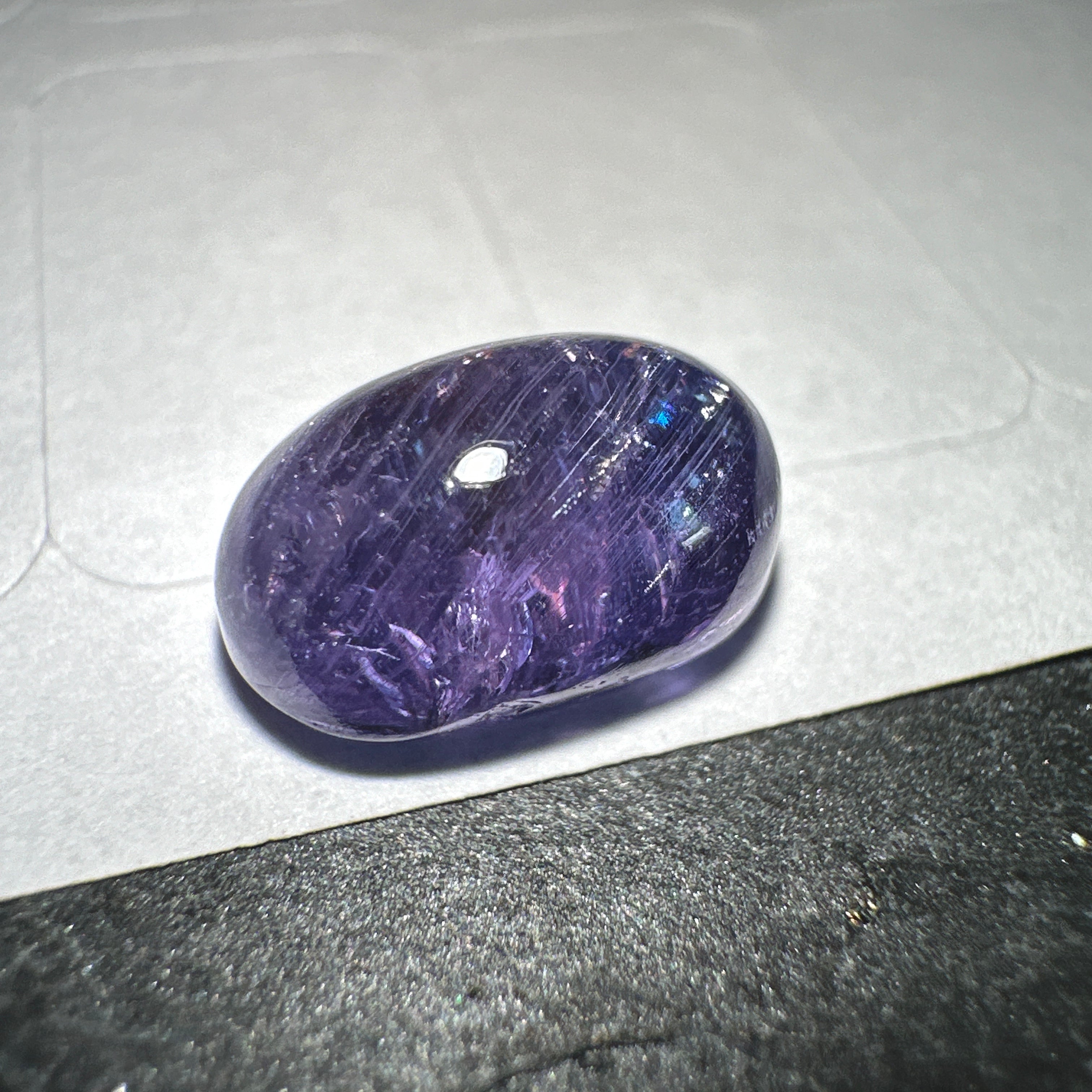 Colour Change Sapphire Cabochon, 3.46ct, Umba Valley, Tanzania. Untreated Unheated.