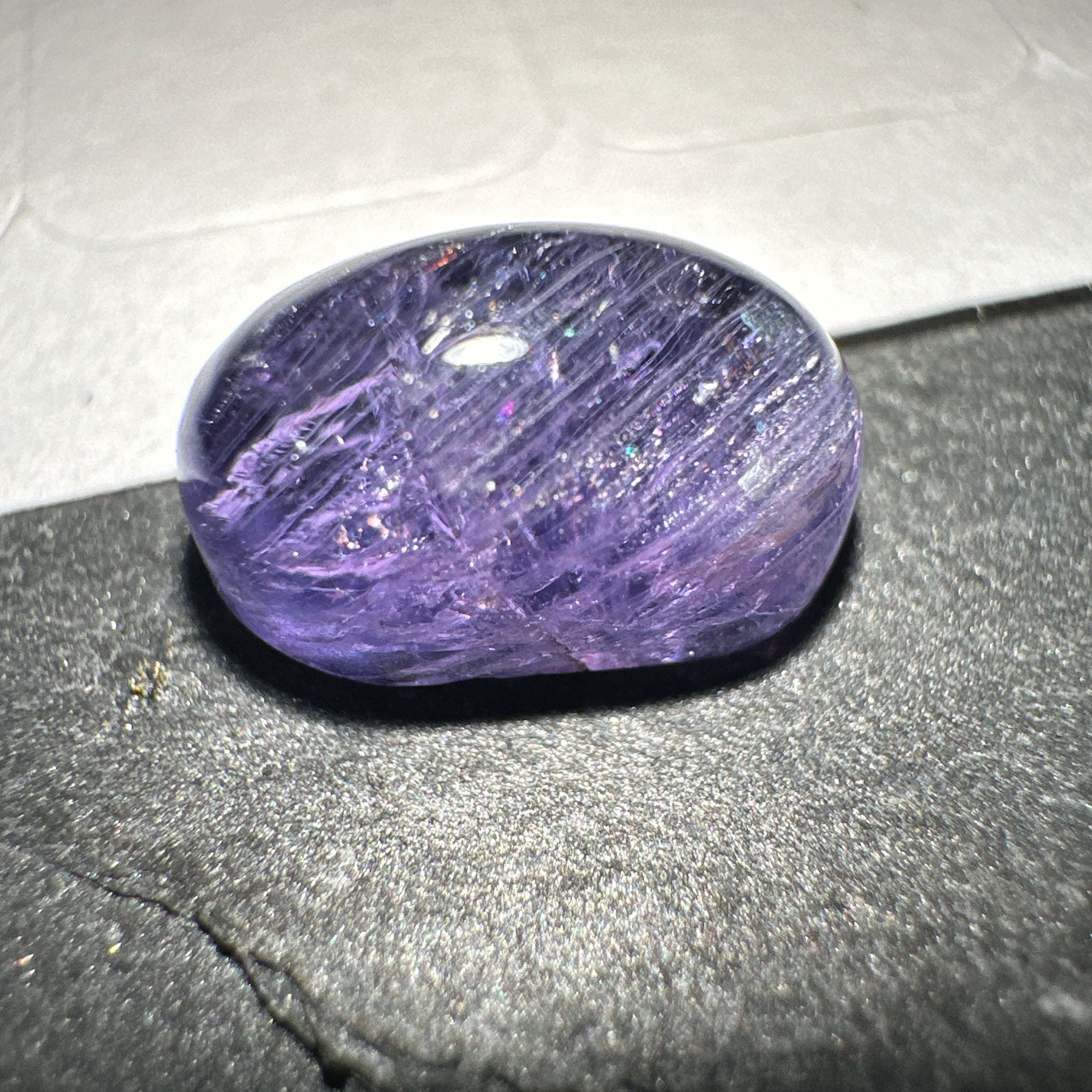 Colour Change Sapphire Cabochon, 3.46ct, Umba Valley, Tanzania. Untreated Unheated.