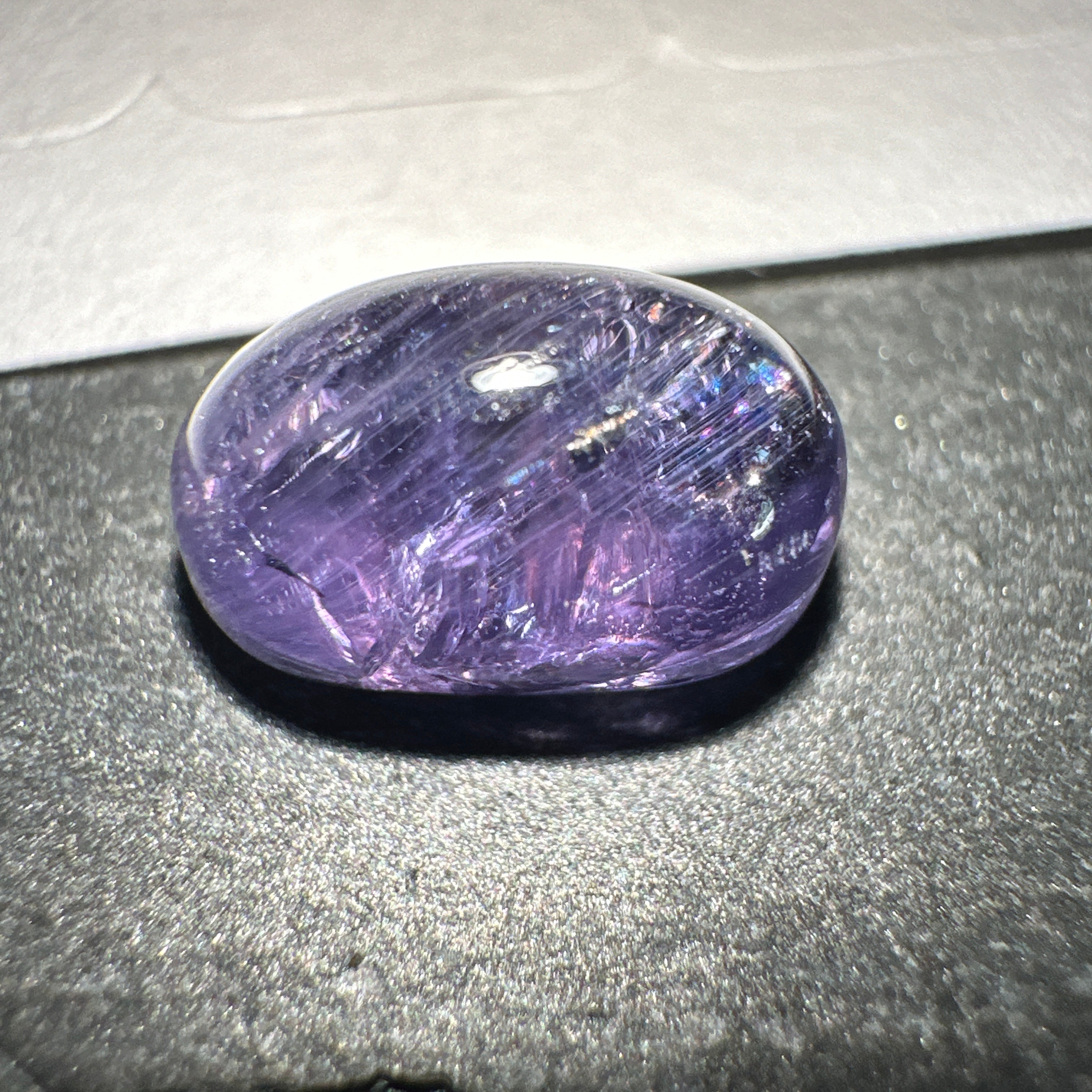 Colour Change Sapphire Cabochon, 3.46ct, Umba Valley, Tanzania. Untreated Unheated.