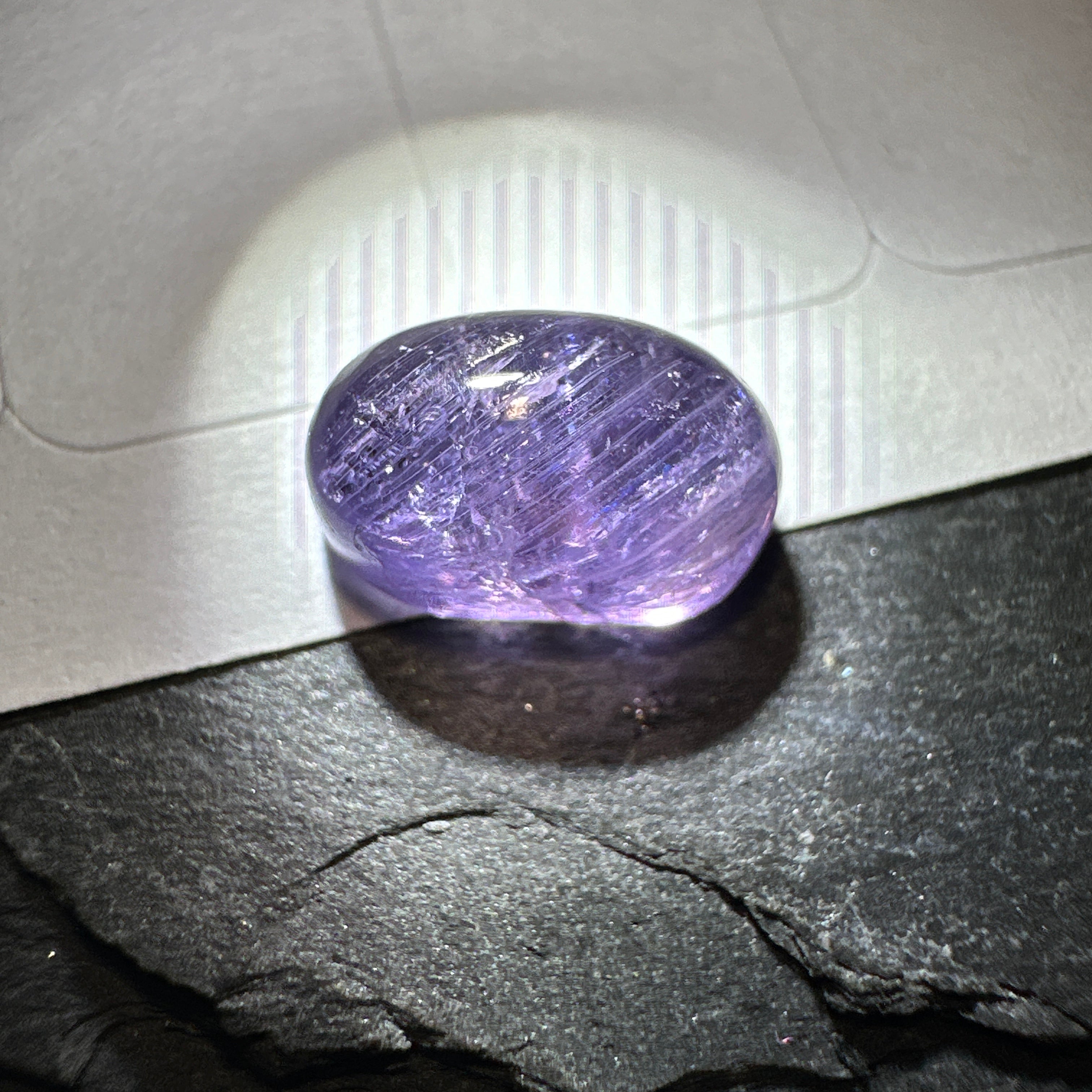 Colour Change Sapphire Cabochon, 3.46ct, Umba Valley, Tanzania. Untreated Unheated.