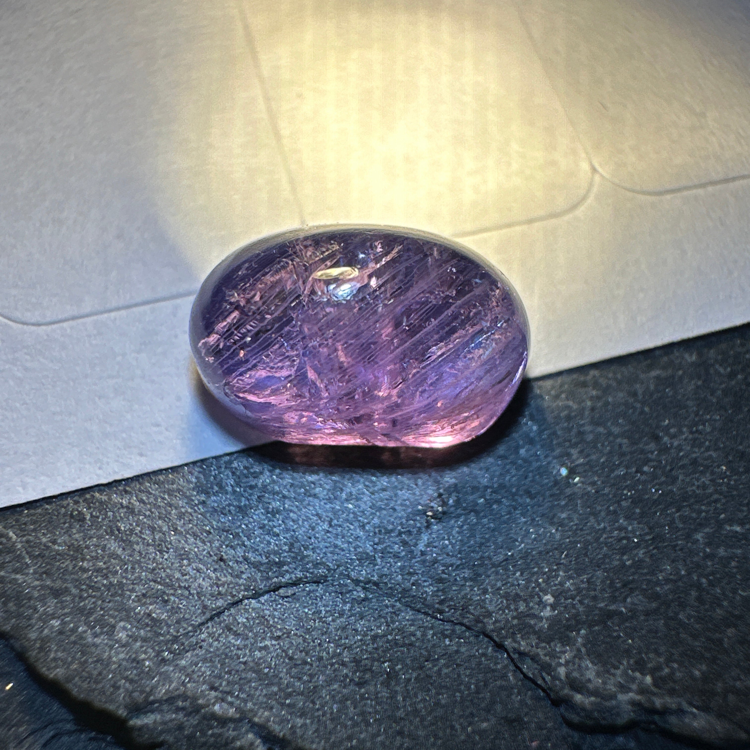 Colour Change Sapphire Cabochon, 3.46ct, Umba Valley, Tanzania. Untreated Unheated.