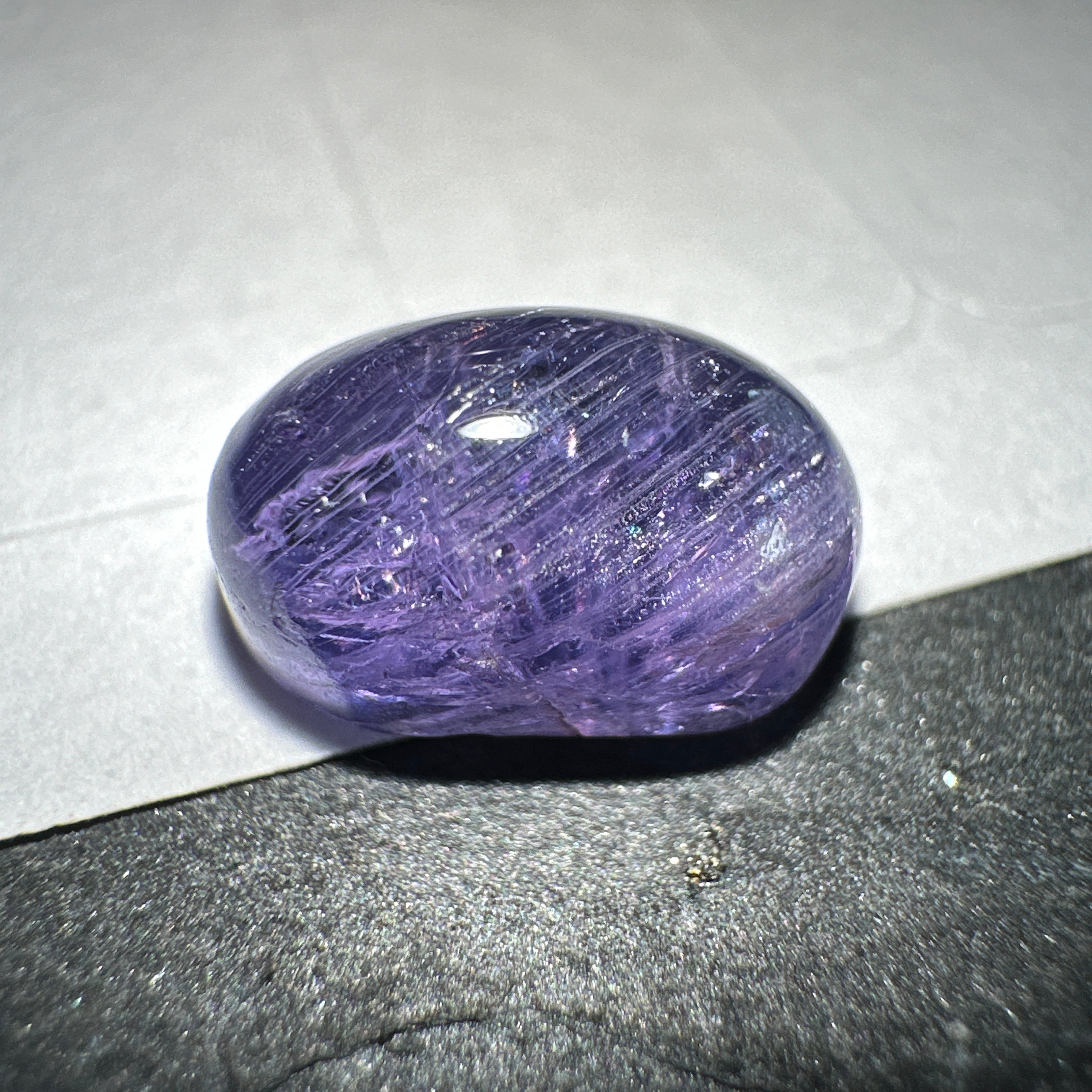 Colour Change Sapphire Cabochon, 3.46ct, Umba Valley, Tanzania. Untreated Unheated.