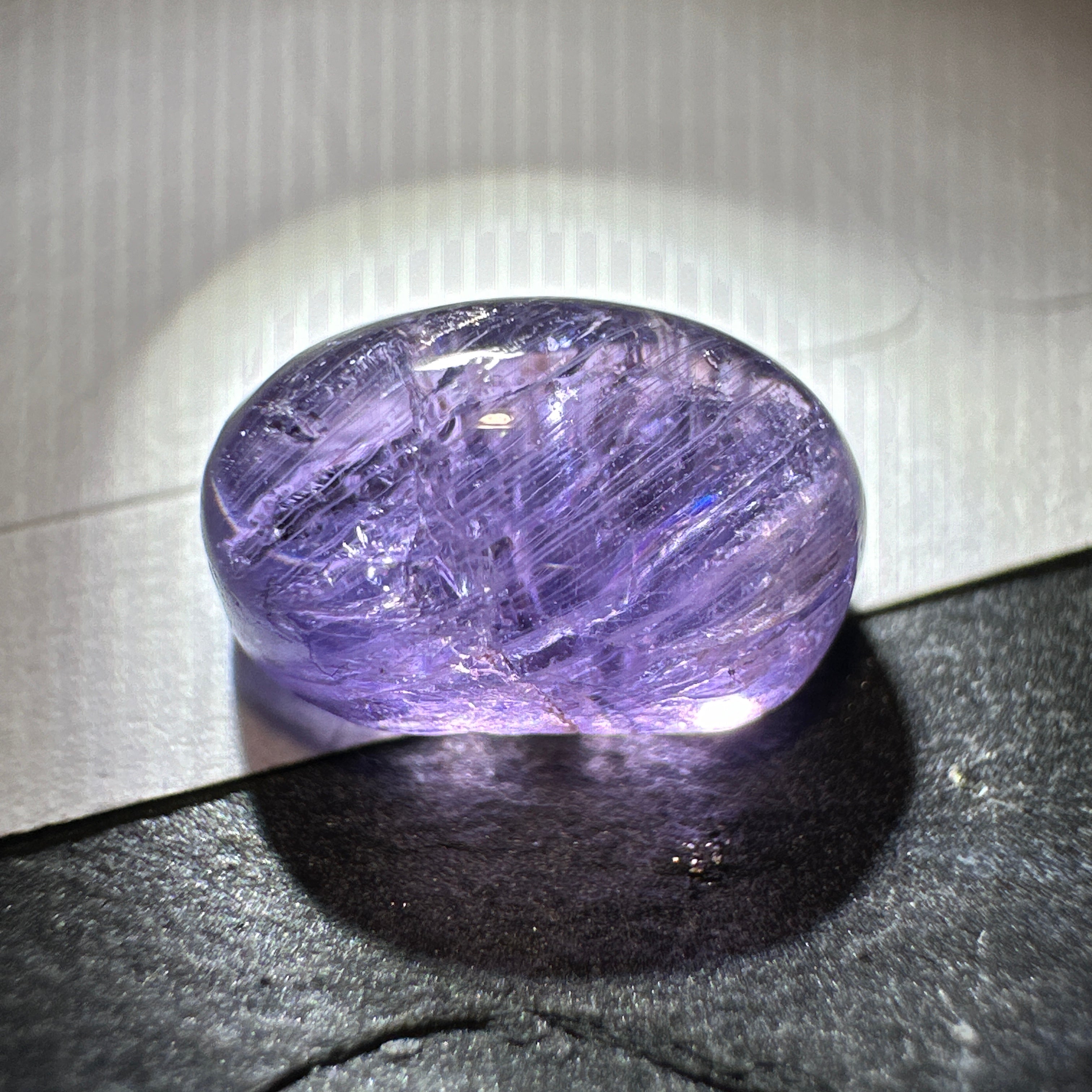 Colour Change Sapphire Cabochon, 3.46ct, Umba Valley, Tanzania. Untreated Unheated.