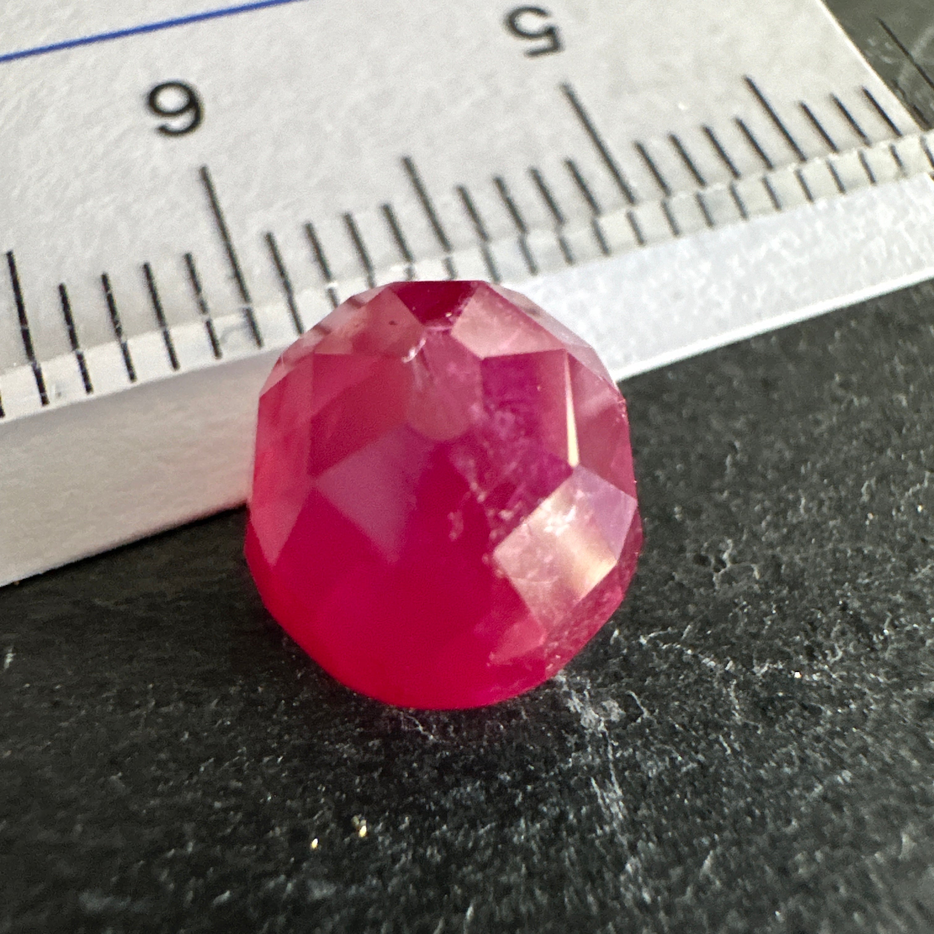 Ruby Faceted Cabochon/ Rose Cut, 4.16ct, Tanzania, Untreated Unheated