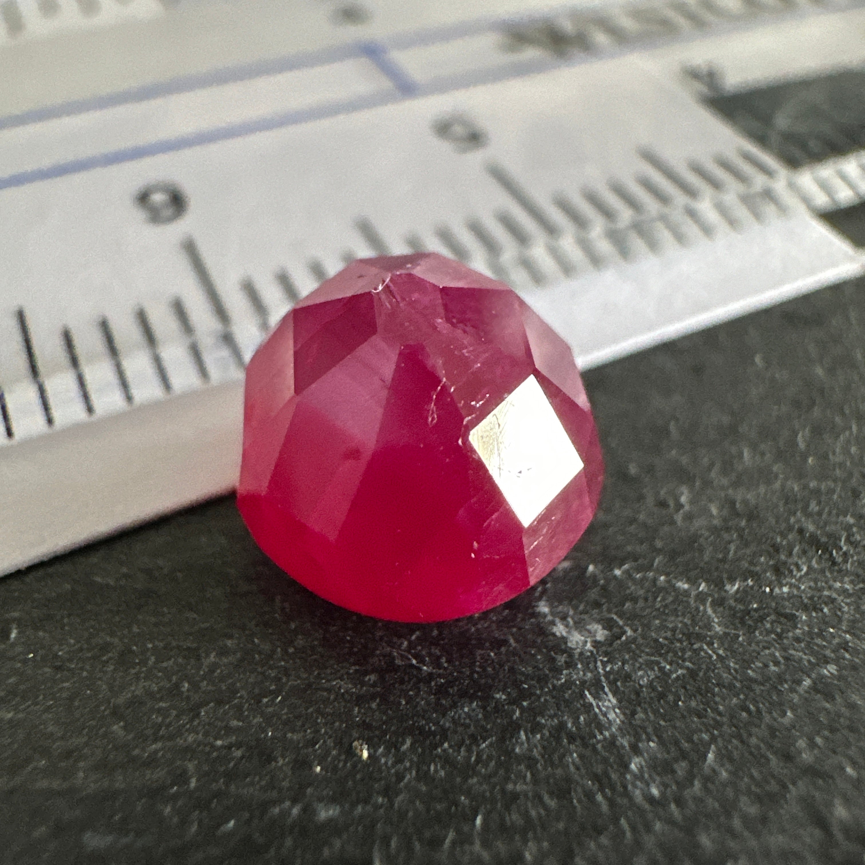 Ruby Faceted Cabochon/ Rose Cut, 4.16ct, Tanzania, Untreated Unheated