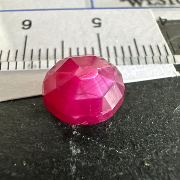 Ruby Faceted Cabochon/ Rose Cut, 4.16ct, Tanzania, Untreated Unheated