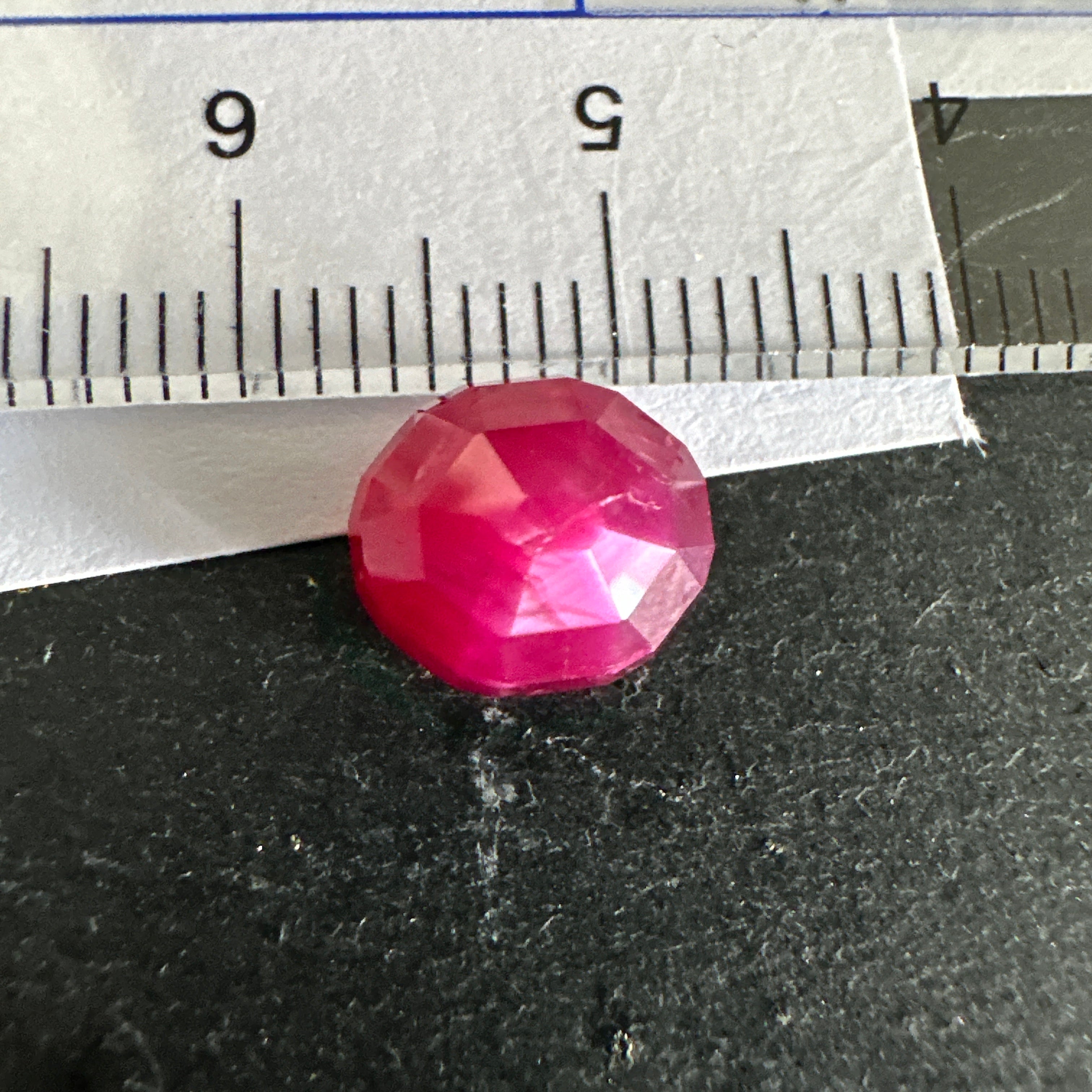 Ruby Faceted Cabochon/ Rose Cut, 4.16ct, Tanzania, Untreated Unheated