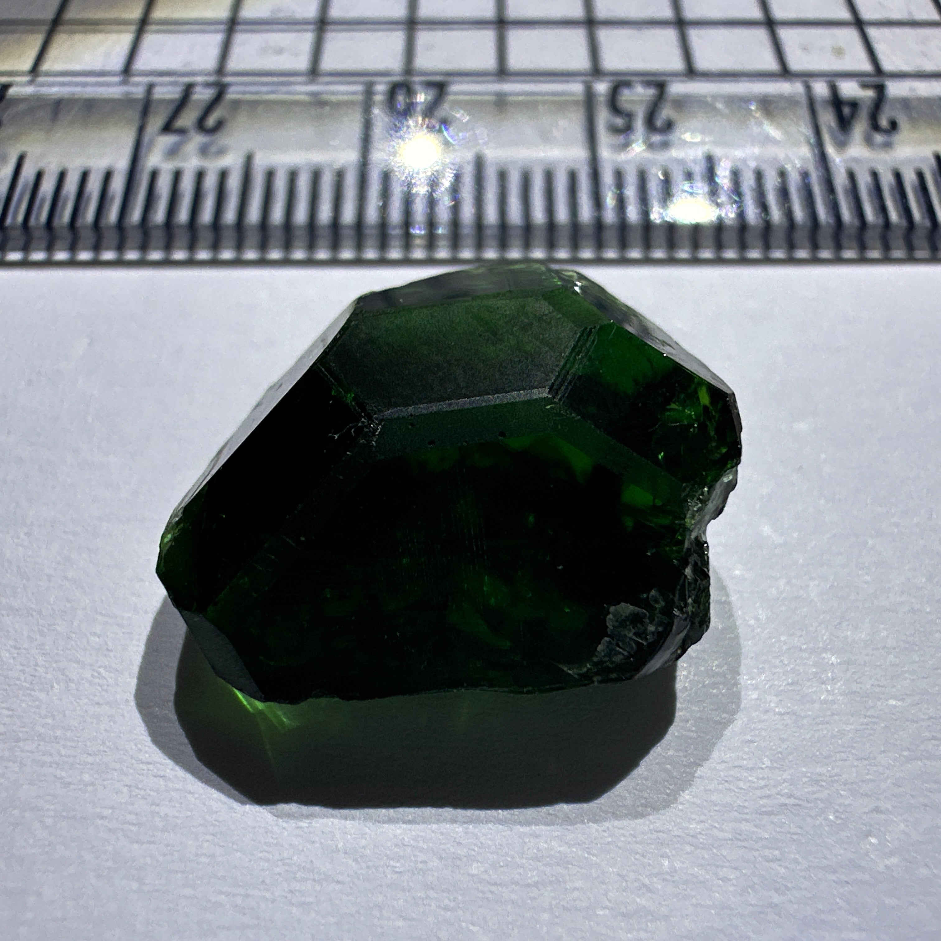 Huge Chrome Tourmaline, 14.90ct, Tanzania, Untreated Unheated, VVS-IF with one spot, I have circled the spot in red on one of the pictures, stone is dark and shown in different lights