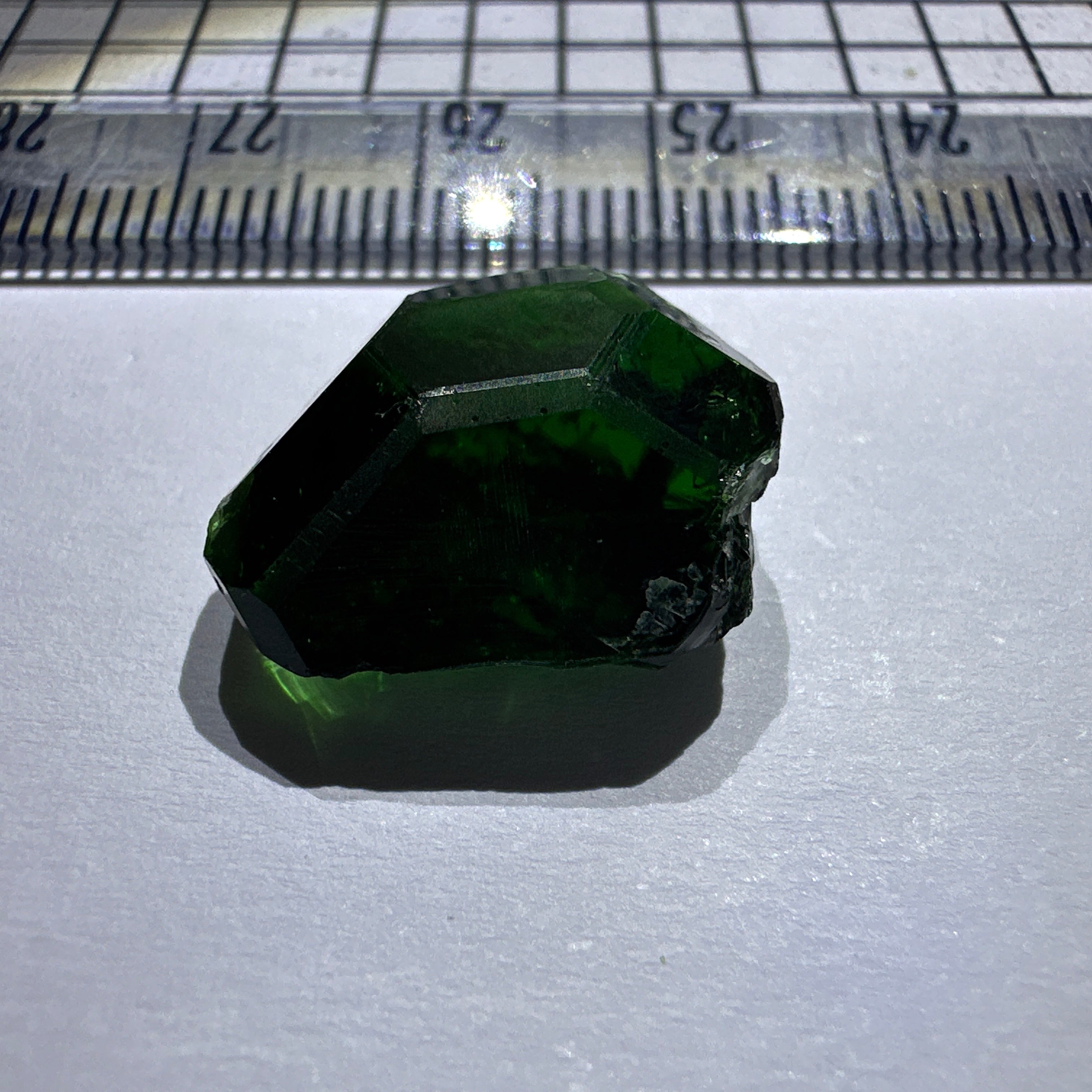 Huge Chrome Tourmaline, 14.90ct, Tanzania, Untreated Unheated, VVS-IF with one spot, I have circled the spot in red on one of the pictures, stone is dark and shown in different lights