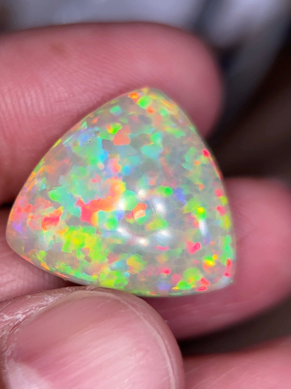 Ethiopian Welo Opal, 16.49ct, Extremely Vivid, Honeycomb Pattern, Untreated Unheated, very rare vividness and colour pattern balance, high end stone, see videos, taken in different lights