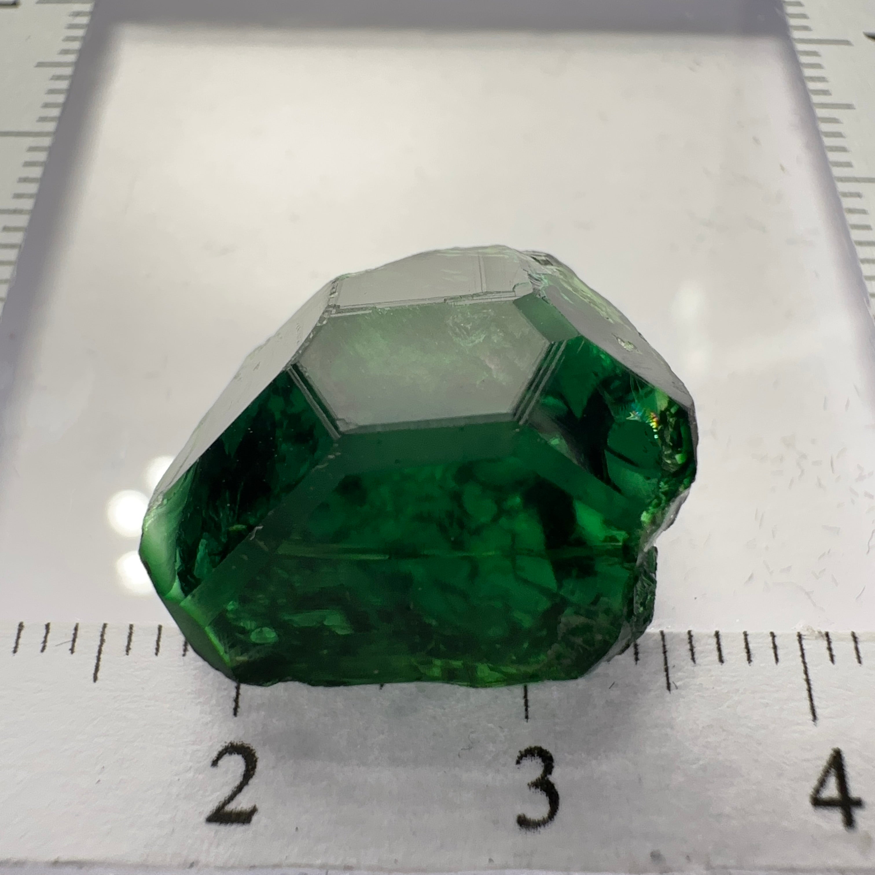 Chrome Tourmaline, 14.90ct, Tanzania, Untreated Unheated, VVS-IF with one spot, I have circled the spot in red on one of the pictures, stone is dark and shown in different lights and backgrounds, see all pictures.