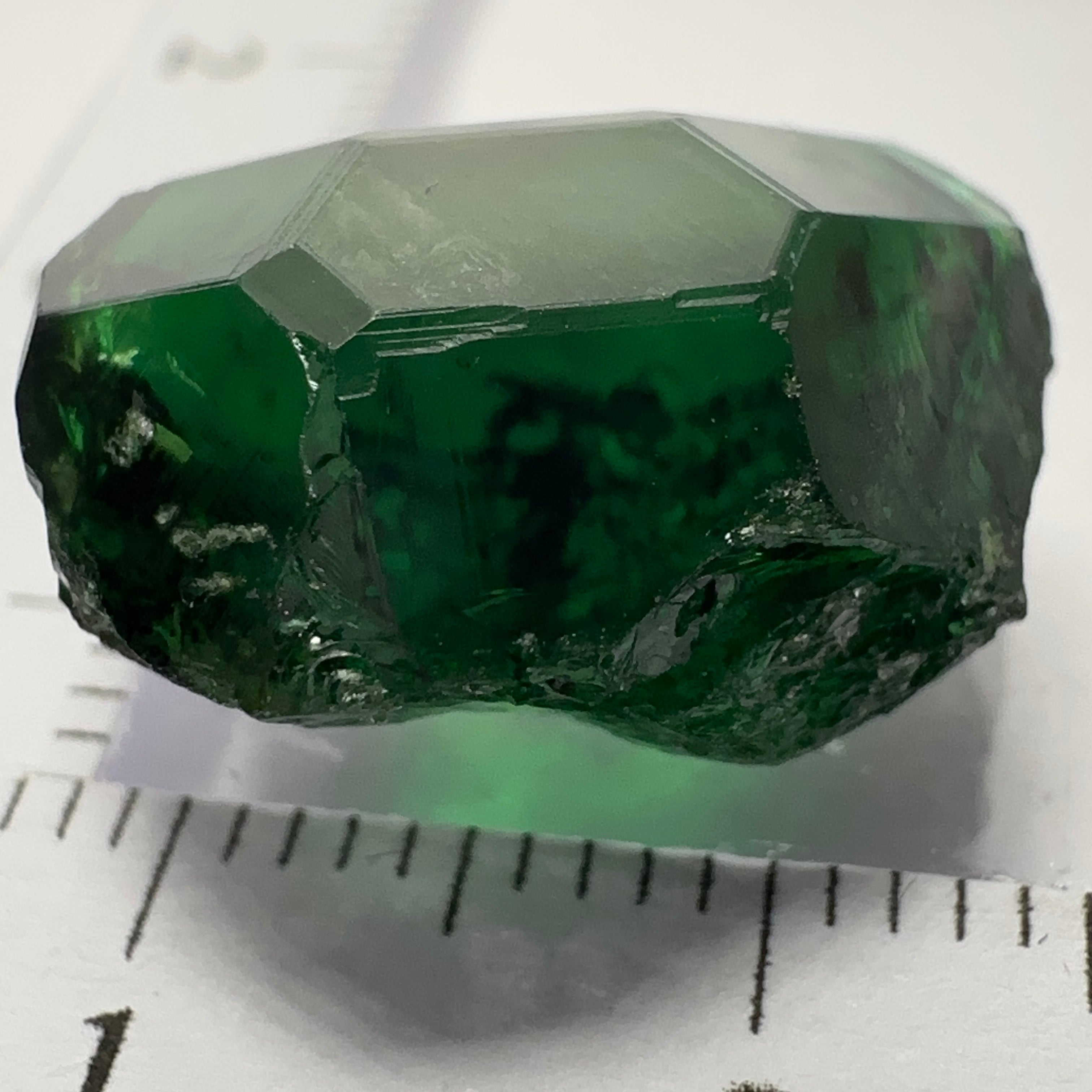 Chrome Tourmaline, 14.90ct, Tanzania, Untreated Unheated, VVS-IF with one spot, I have circled the spot in red on one of the pictures, stone is dark and shown in different lights and backgrounds, see all pictures.