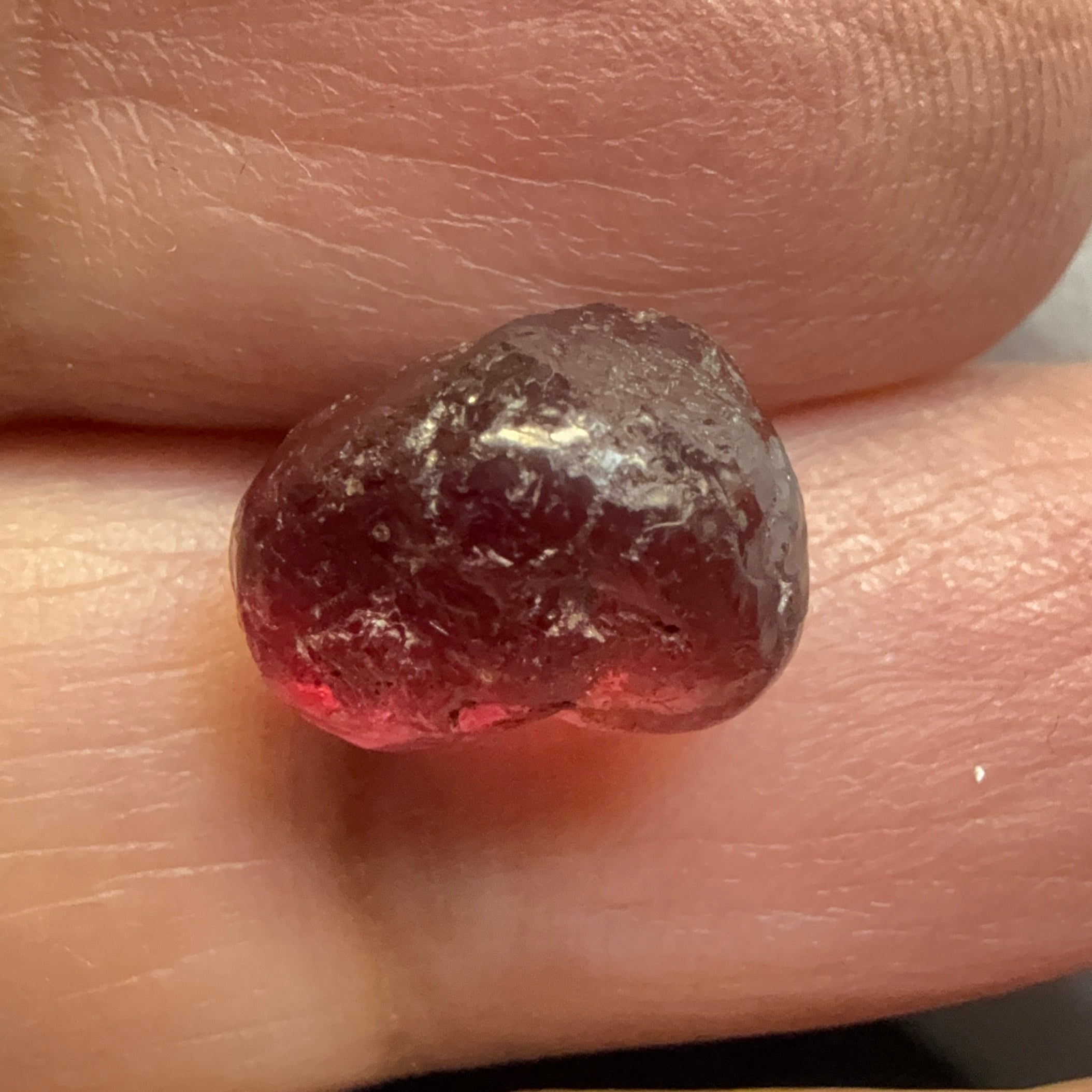 Tanzanian Garnet, 7.54ct, very slight silk on one side with a few tiny spots near the skin towards the end, rest vvs-if, Tanzania, Untreated Unheated