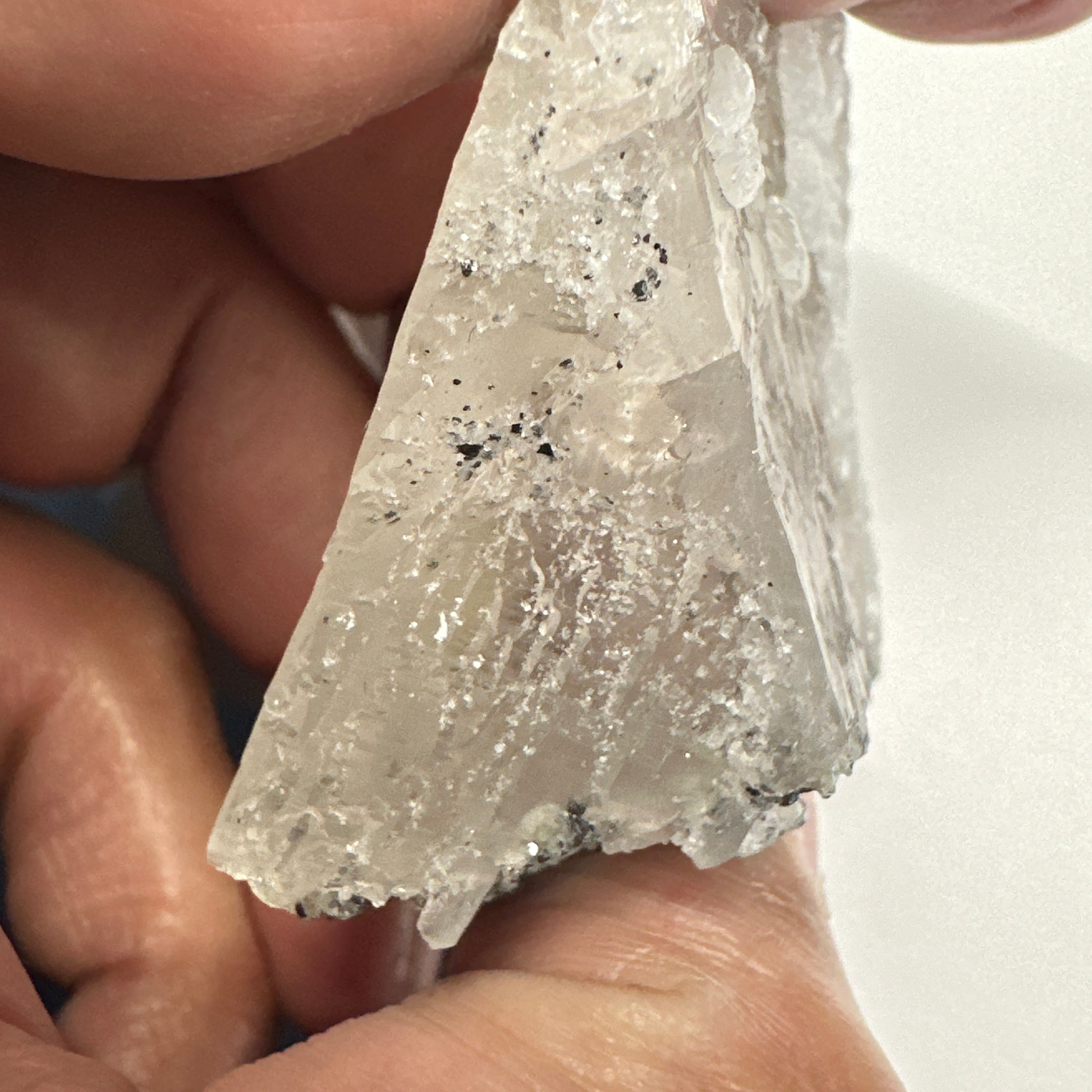 Quartz Crystal with Prehinites growing on it, 56.1gm, From Merelani, Tanzania, very unusual etching, see all the photos