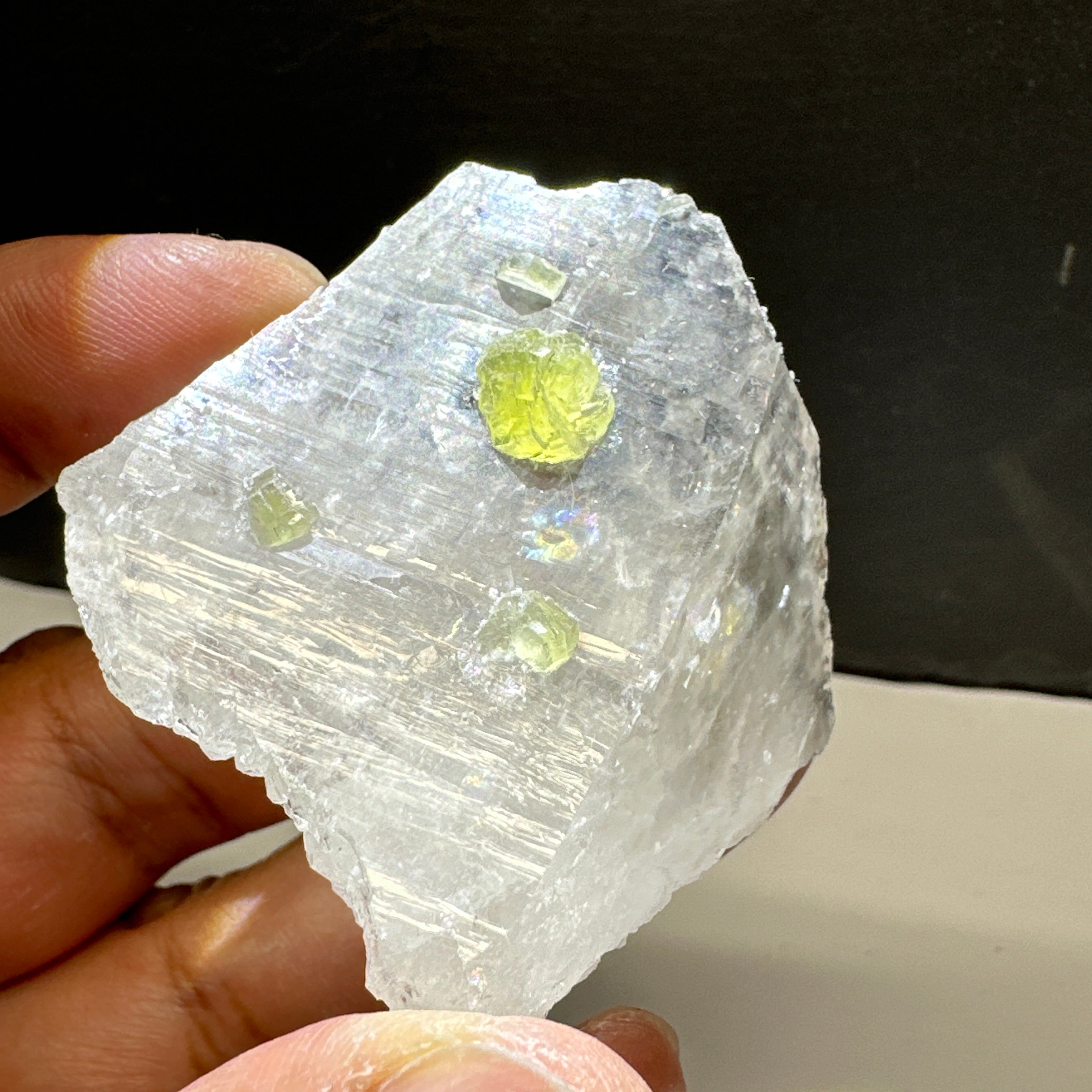 Quartz Crystal with Prehinites growing on it, 56.1gm, From Merelani, Tanzania, very unusual etching, see all the photos