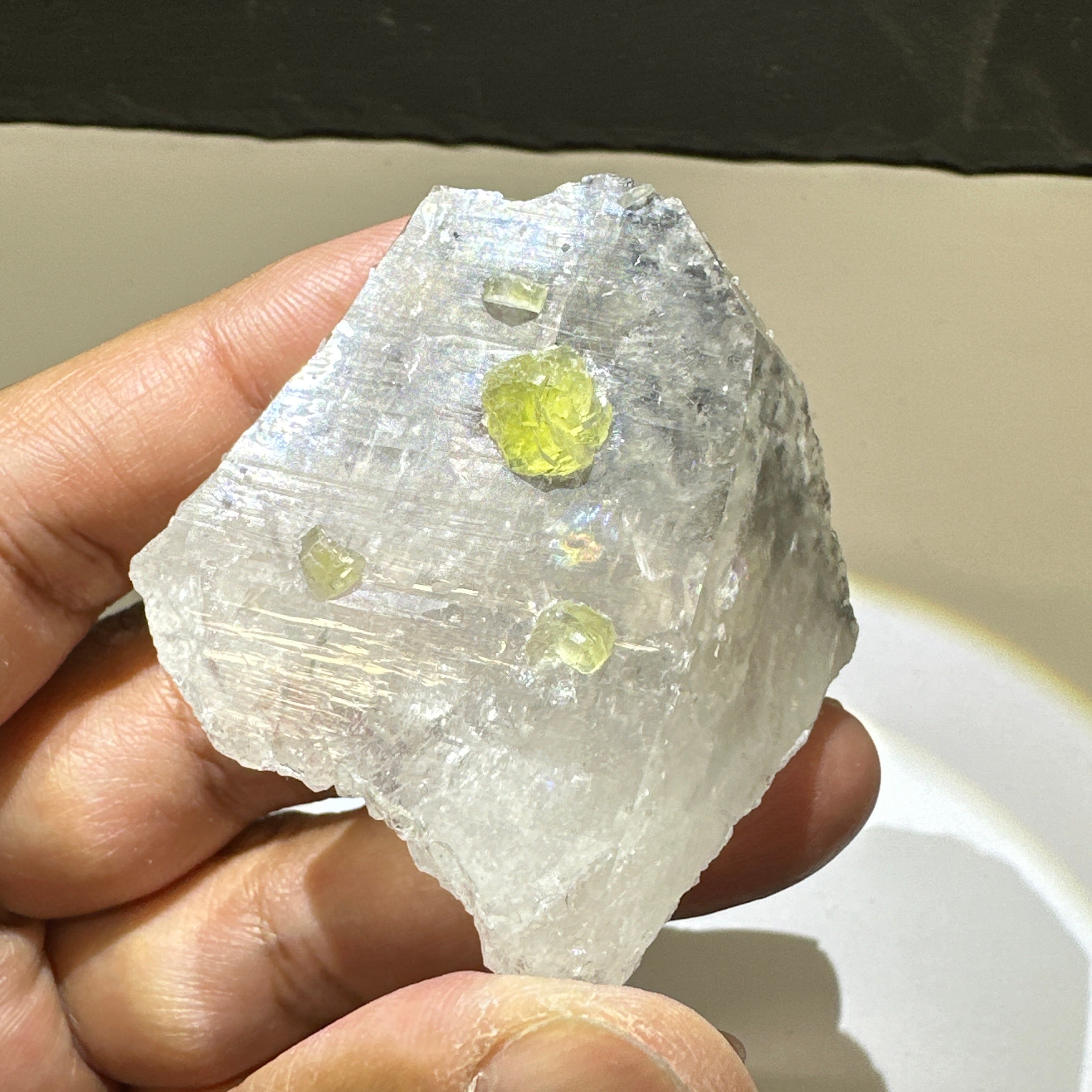 Quartz Crystal with Prehinites growing on it, 56.1gm, From Merelani, Tanzania, very unusual etching, see all the photos