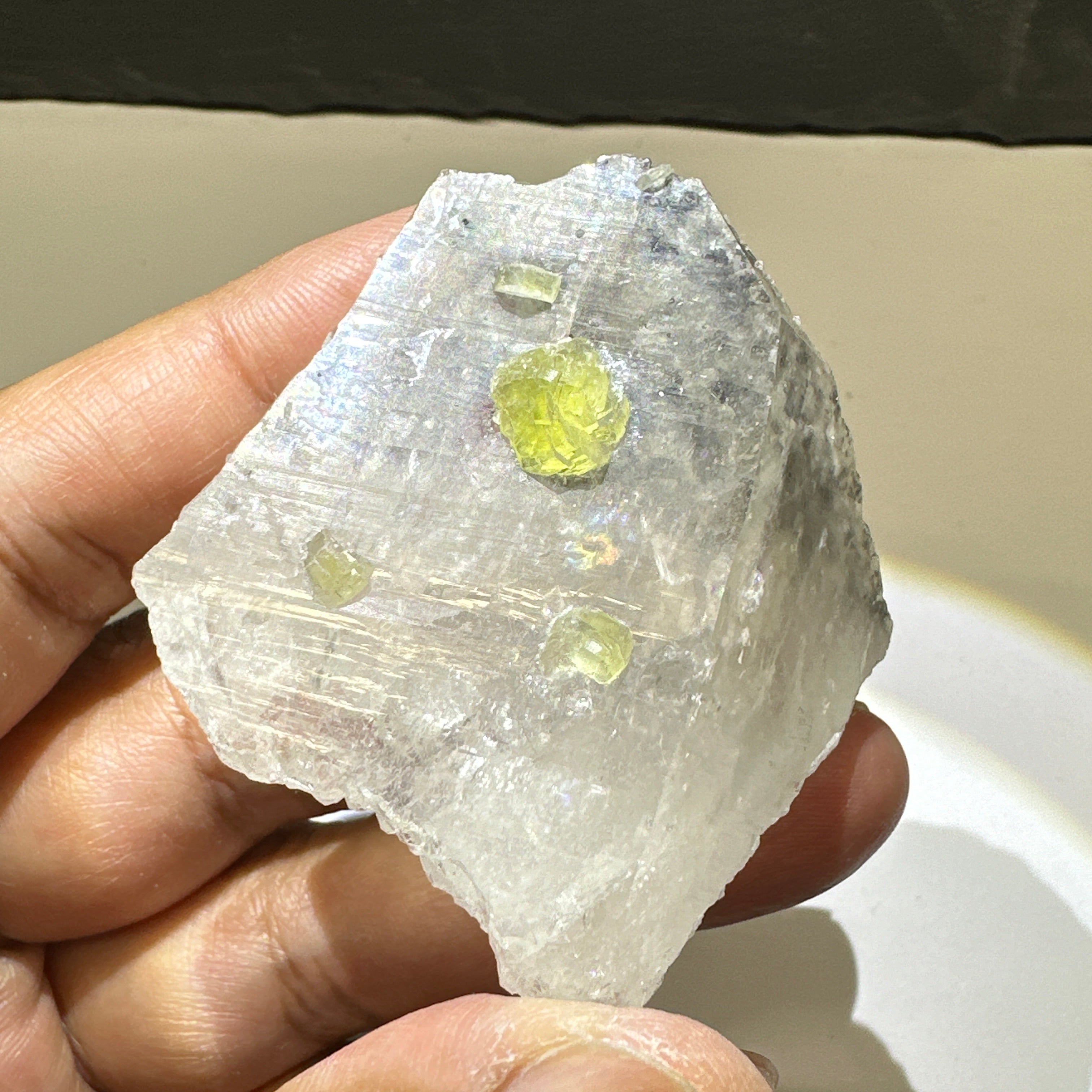 Quartz Crystal with Prehinites growing on it, 56.1gm, From Merelani, Tanzania, very unusual etching, see all the photos