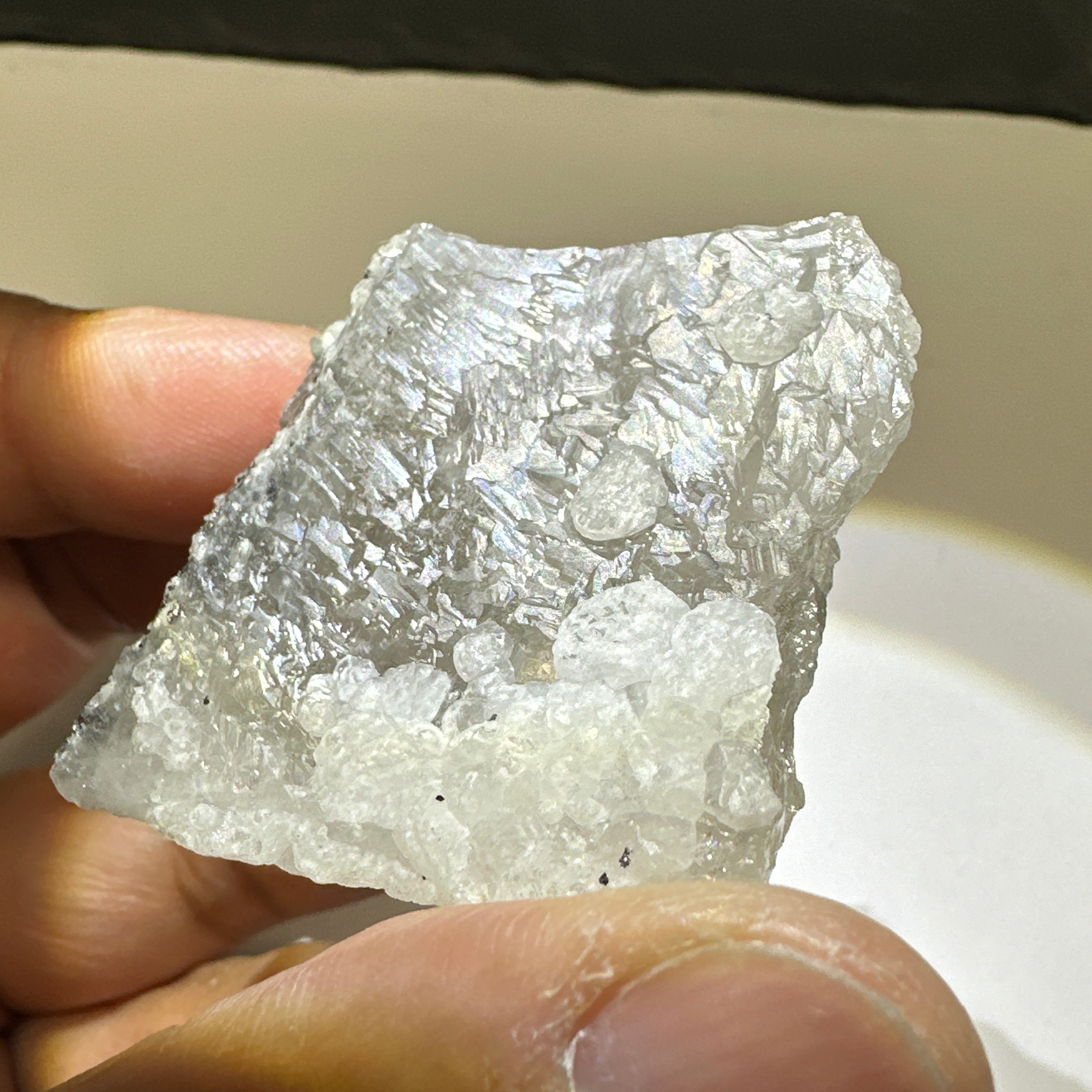 Quartz Crystal with Prehinites growing on it, 56.1gm, From Merelani, Tanzania, very unusual etching, see all the photos