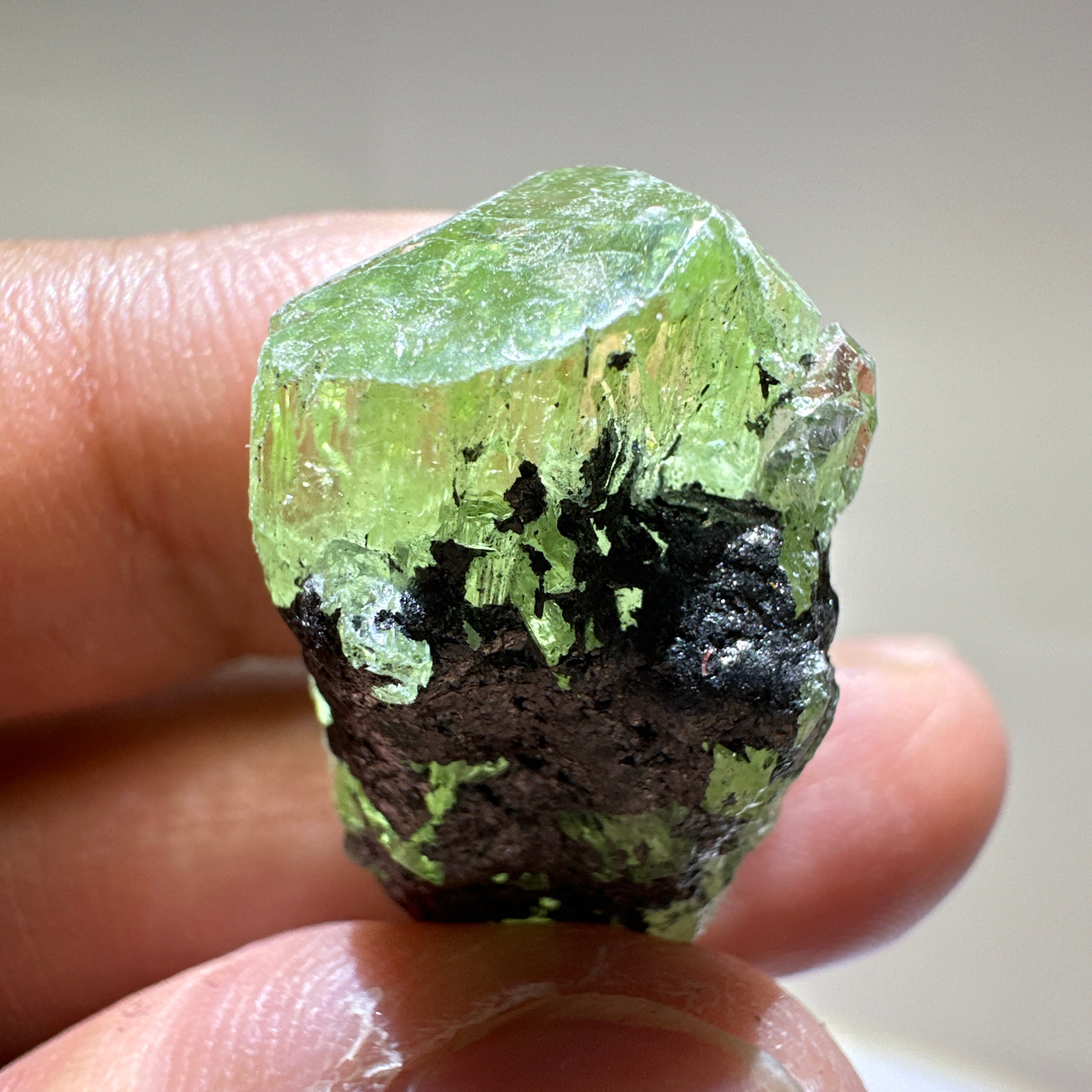 Diopside crystal on matrix, 8.4gm, Merelani, Tanzania