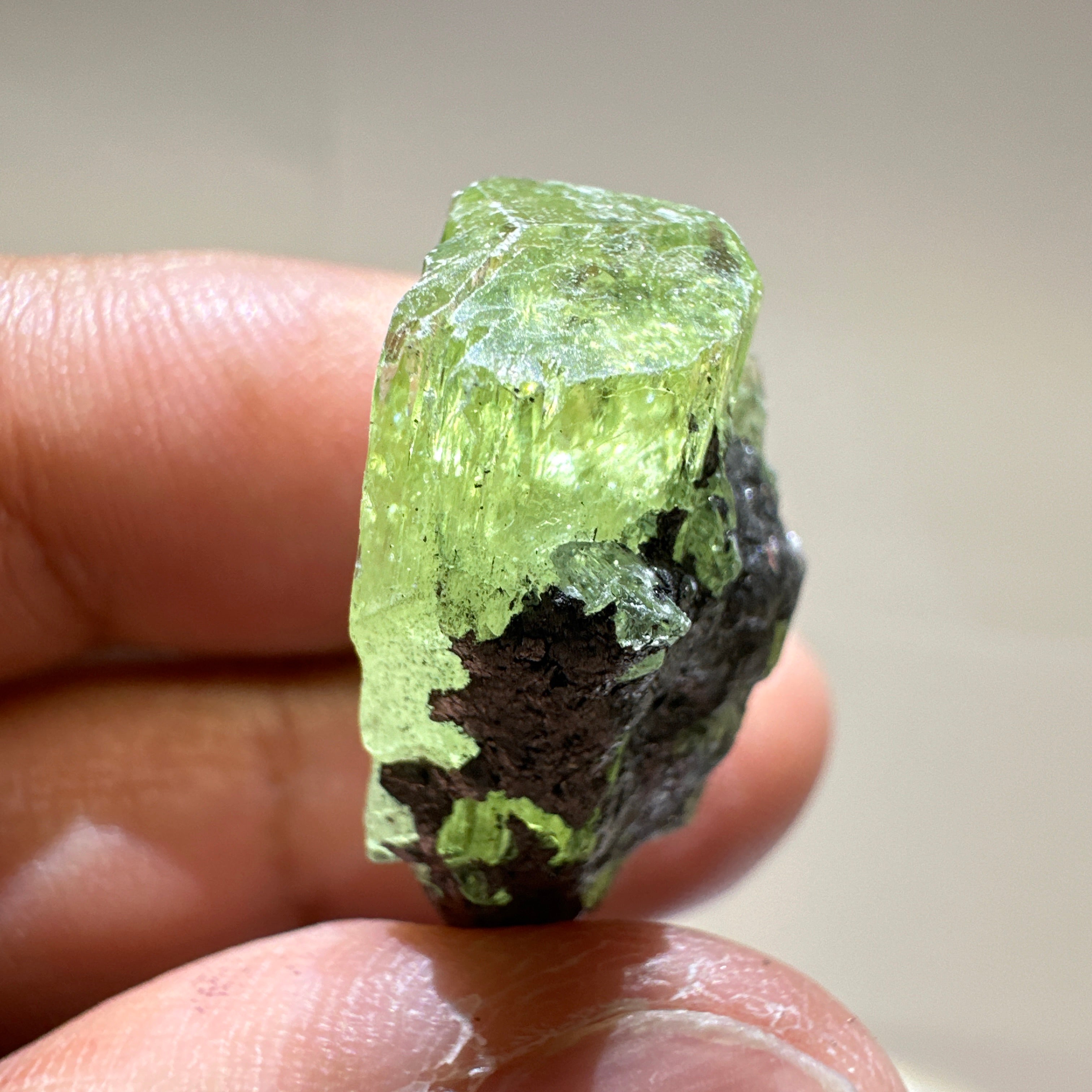 Diopside crystal on matrix, 8.4gm, Merelani, Tanzania