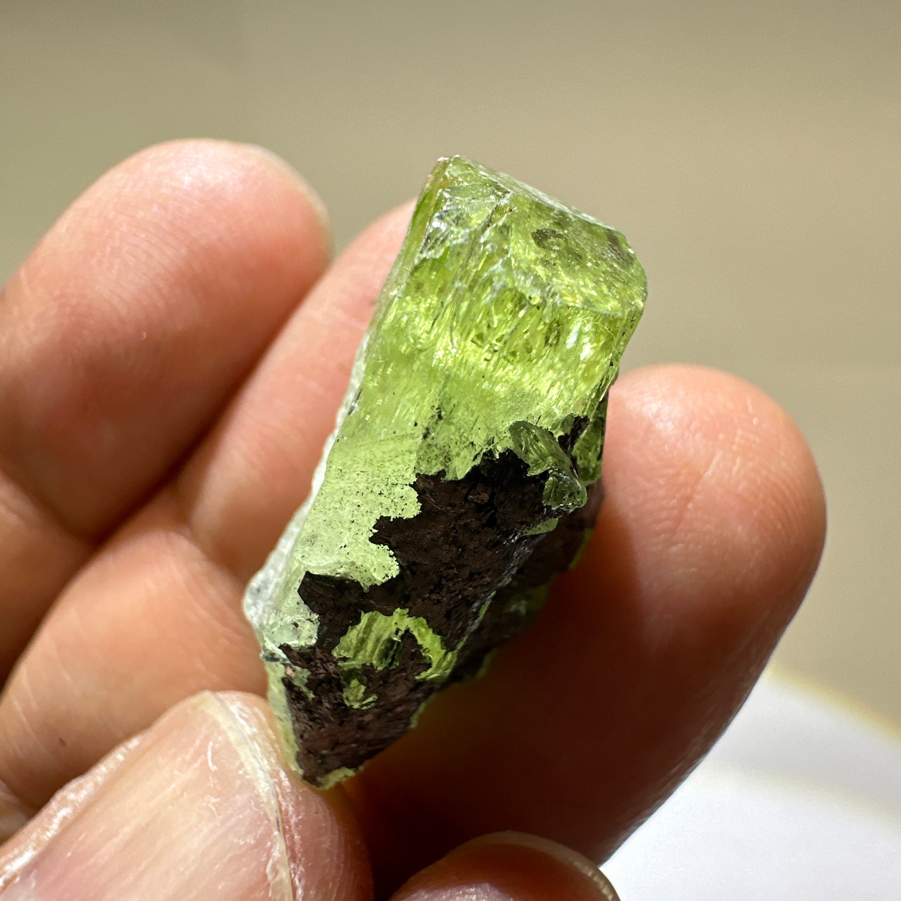 Diopside crystal on matrix, 8.4gm, Merelani, Tanzania