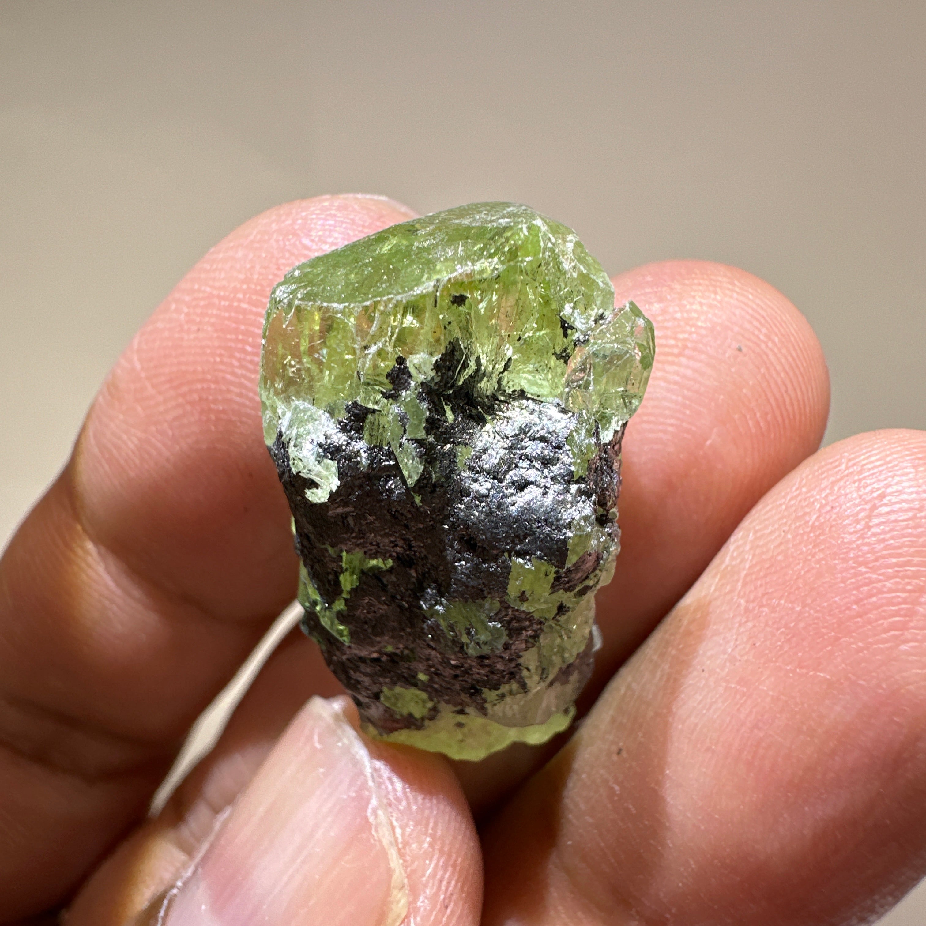 Diopside crystal on matrix, 8.4gm, Merelani, Tanzania